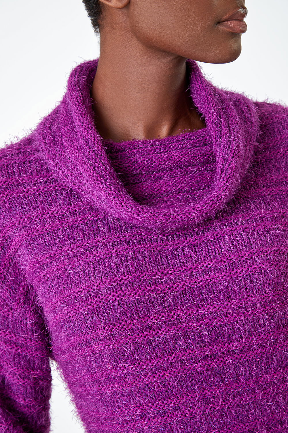 FFC Roll Neck Jumper With Ribbed Hem Grey