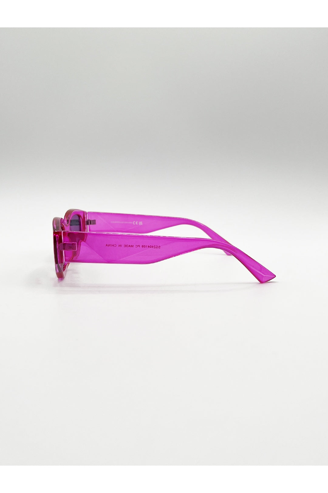 Pink Angular Sunglasses in Translucent Hot Pink, Image 4 of 6