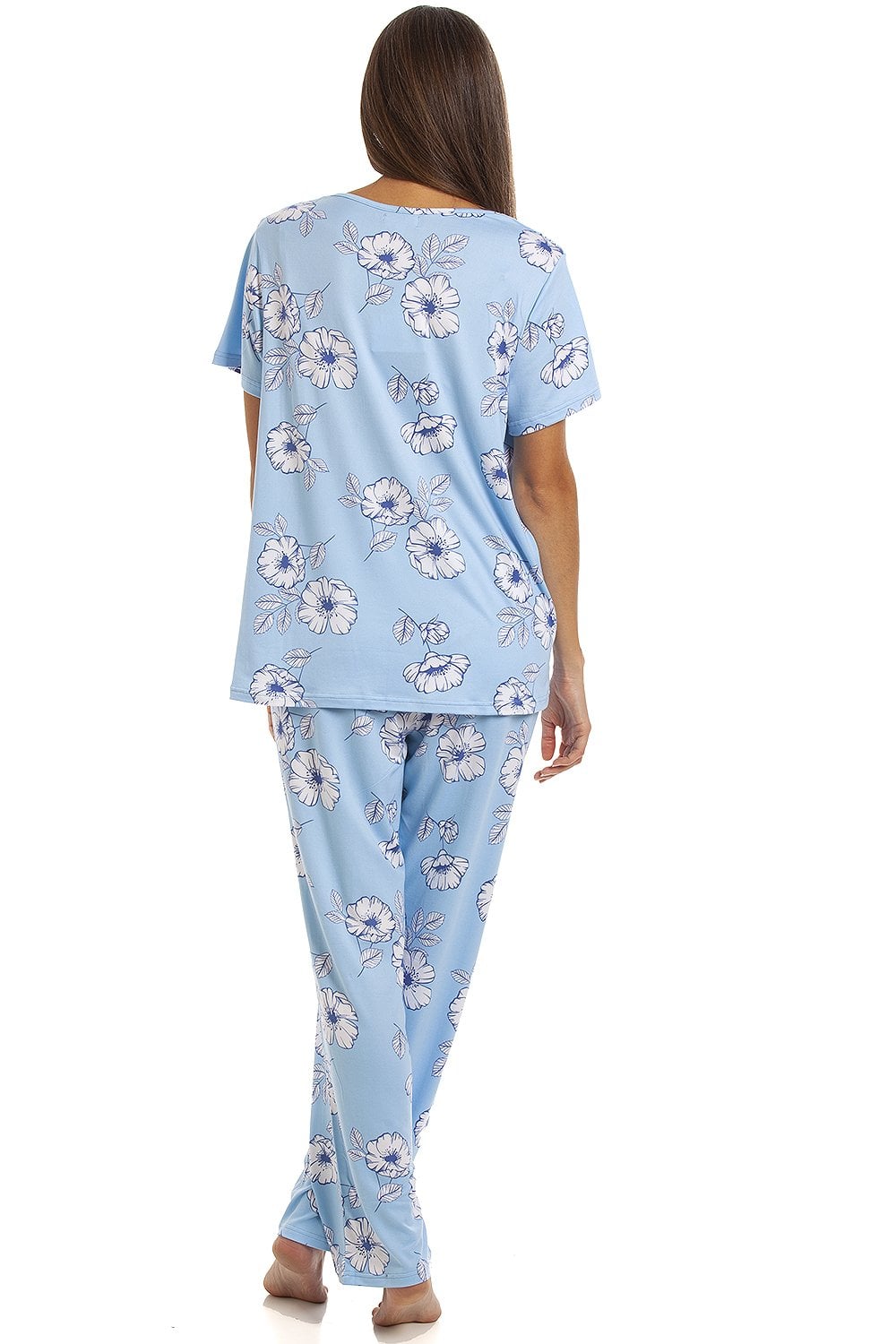 Blue Camille Lingerie Blue Spandex Full Length Pyjama Set, Image 4 of 5