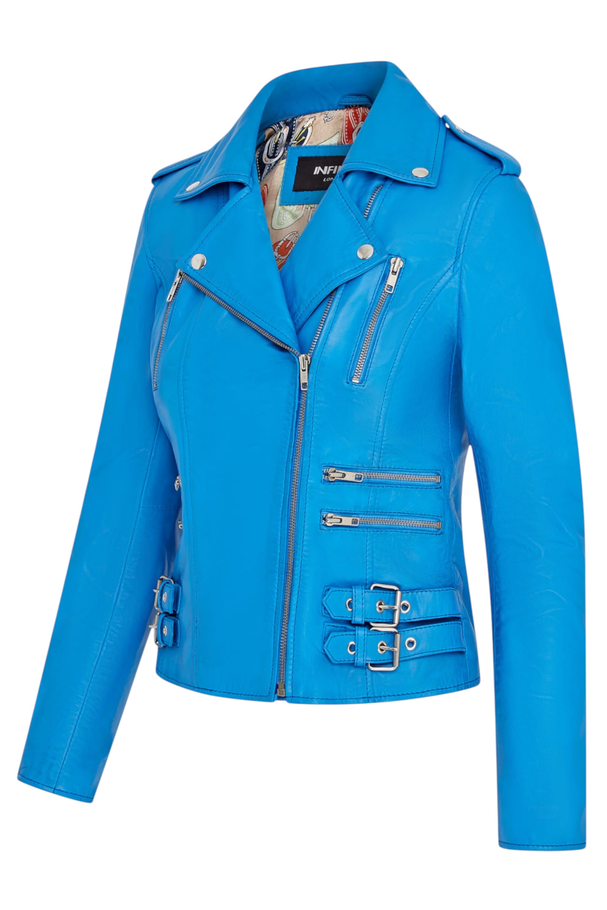 Blue Leather Brando Biker Jacket-Loddon, Image 2 of 5