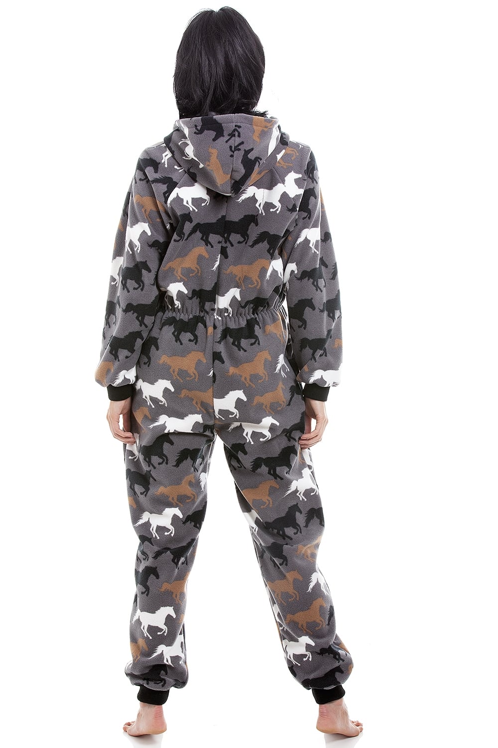 Grey Supersoft Multicoloured Horse Print Onesie, Image 2 of 5