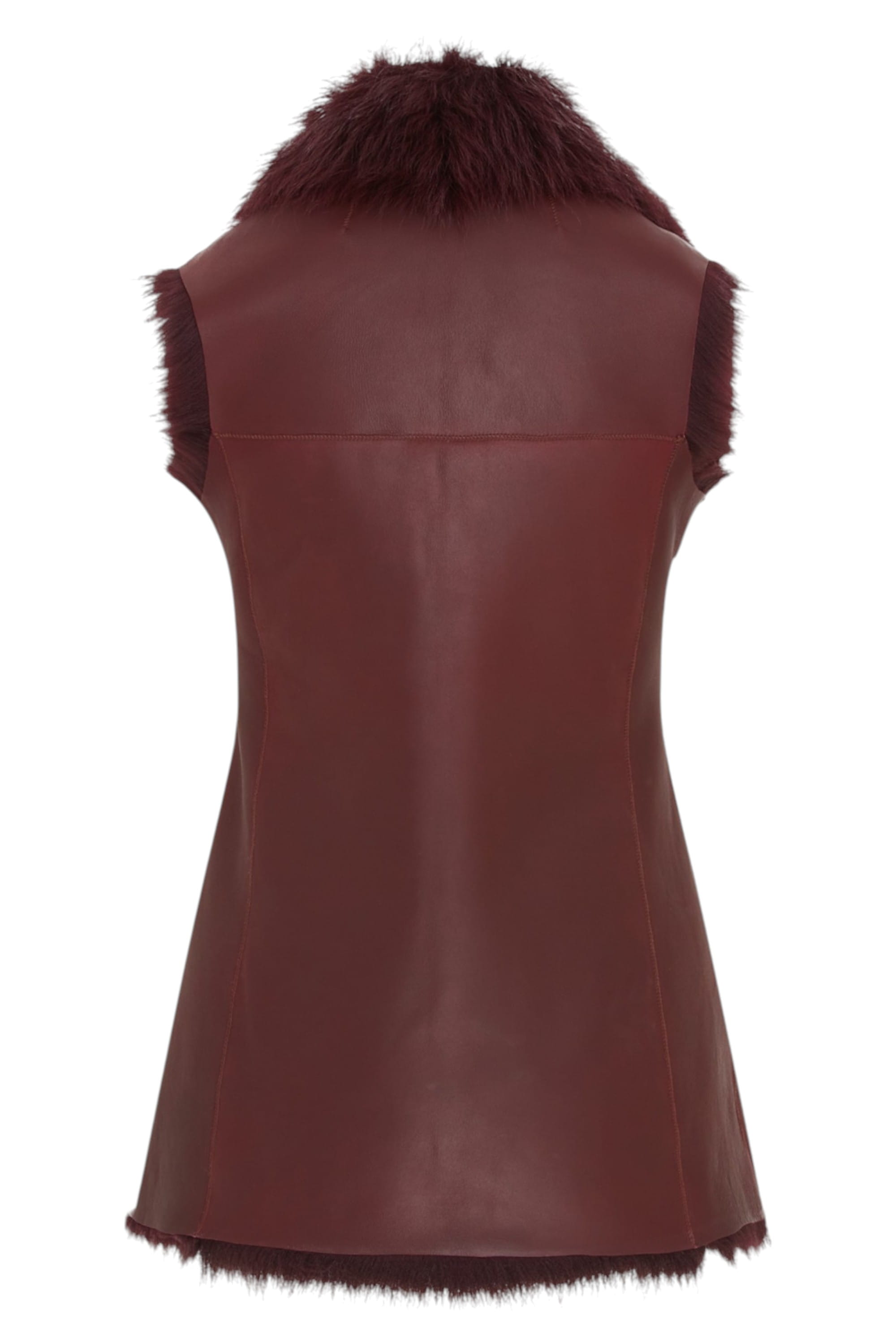 Burgundy Toscana Shearling Sheep Leather Gilet, Image 4 of 6