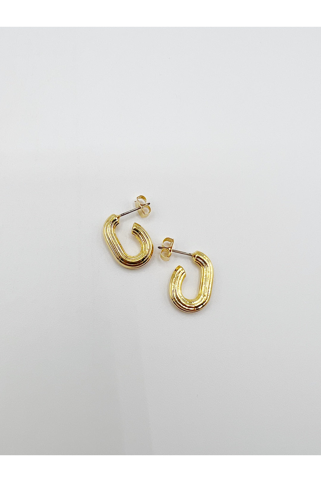 Gold Chunky Oval Half Hoop Earrings, Image 1 of 2