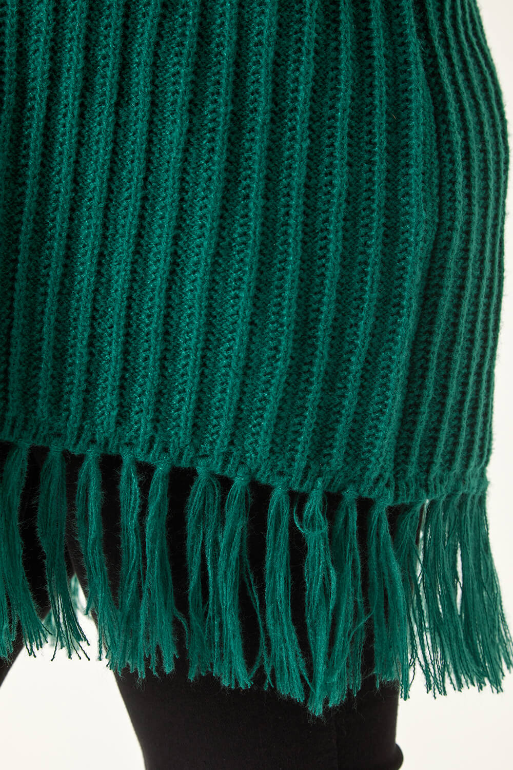 Forest Curve V-Neck Tassel Hem Knit Jumper, Image 6 of 5