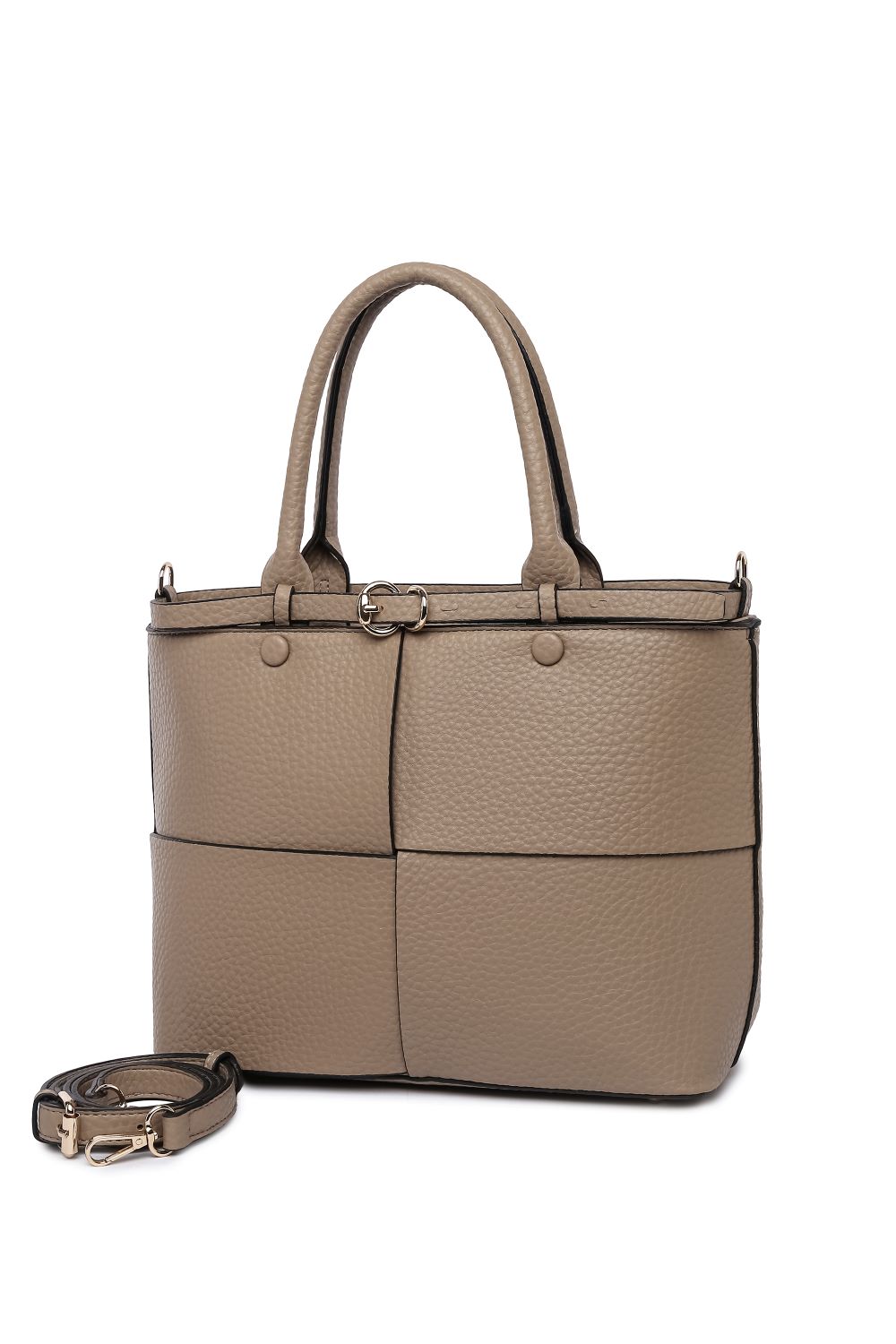 Taupe Buckle Shoulder Bag, Image 1 of 2