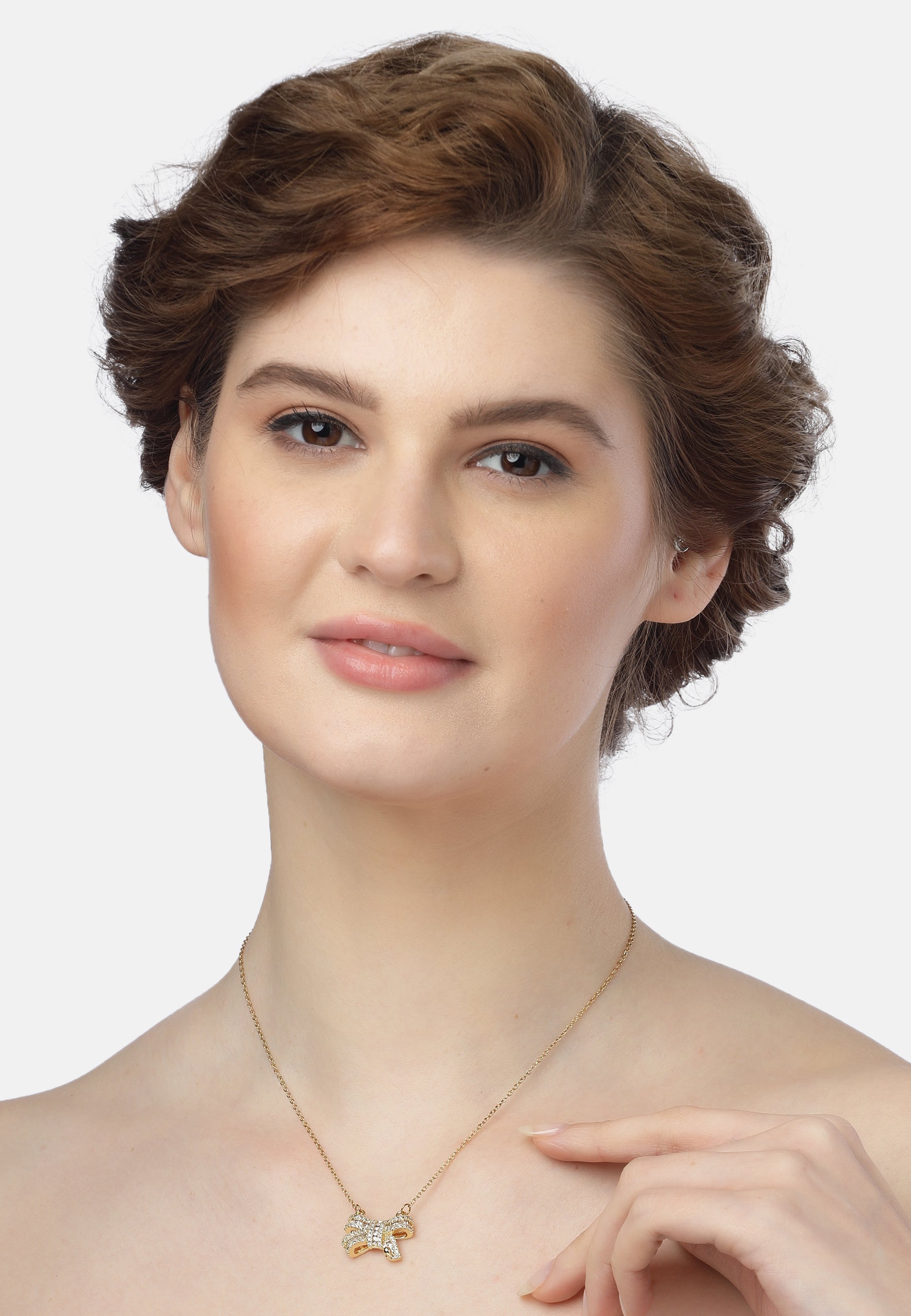 Gold Graceful Bow Necklace, Image 4 of 5