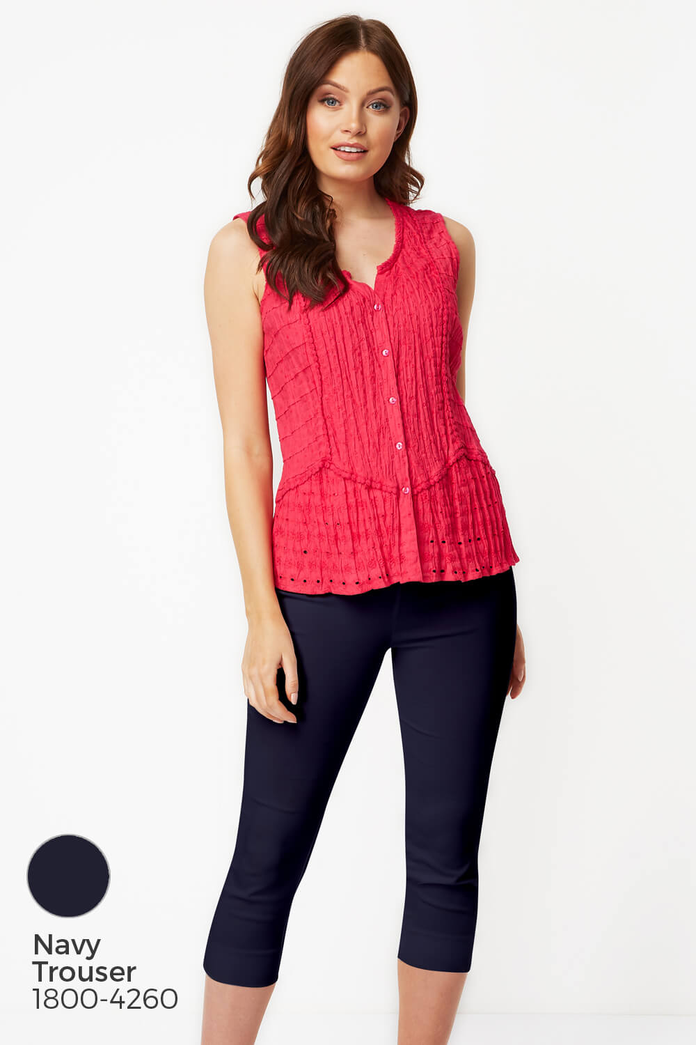 Pink Sleeveless Crinkle Blouse, Image 8 of 8