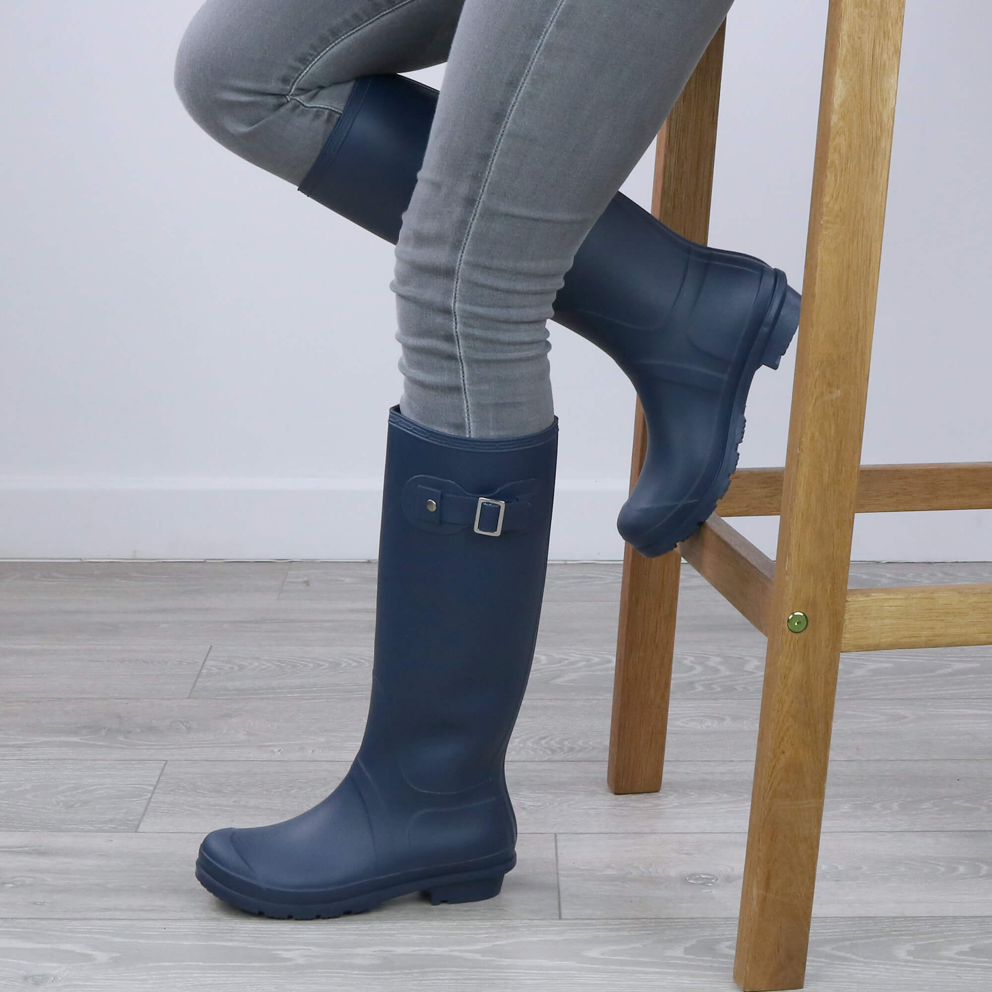 Navy Blue AJVANI Navy Blue Waterproof Wellington Boots Wellies, Image 5 of 6