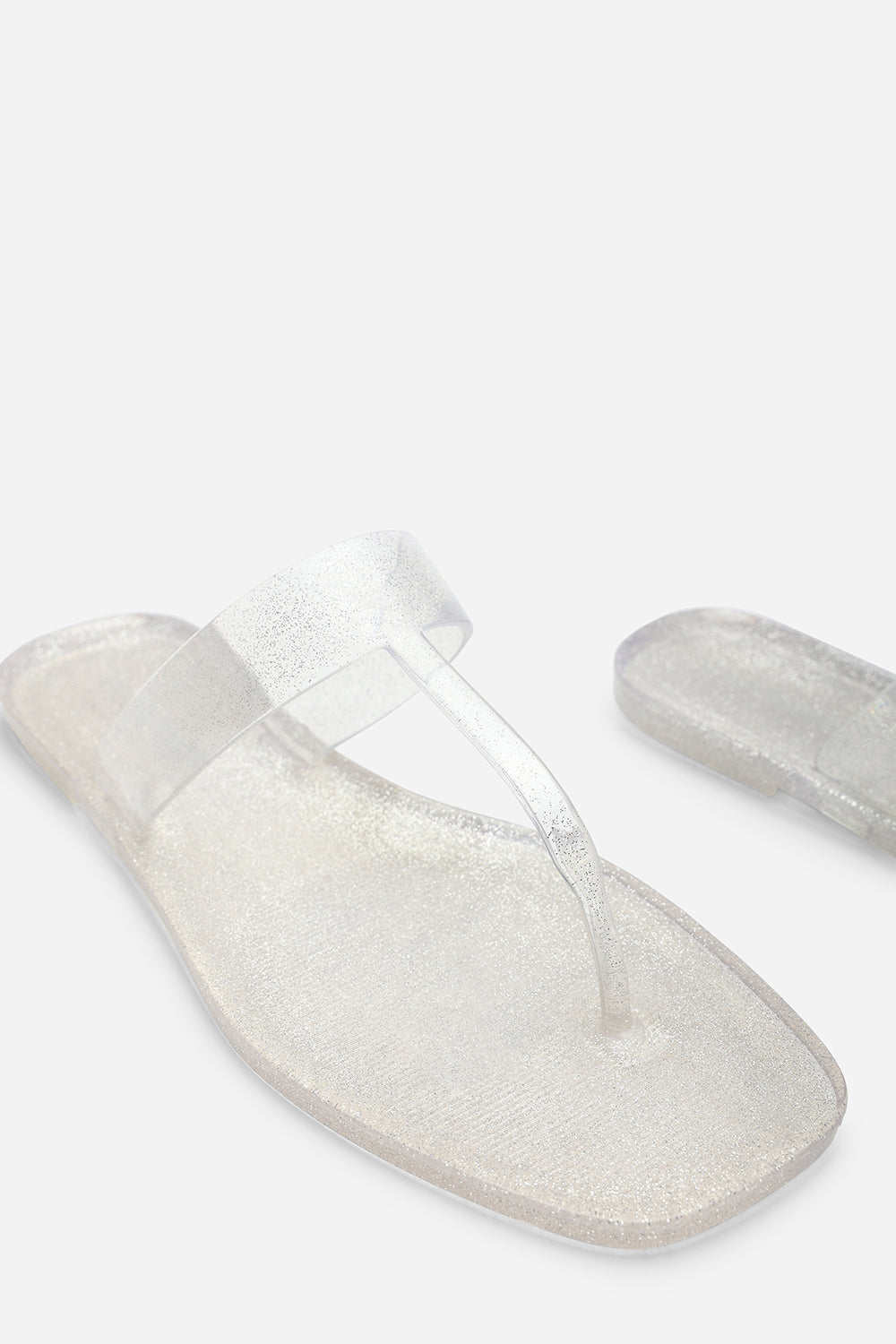 White Rosalyn Glitter Thong Flip Flop Sandals, Image 5 of 6