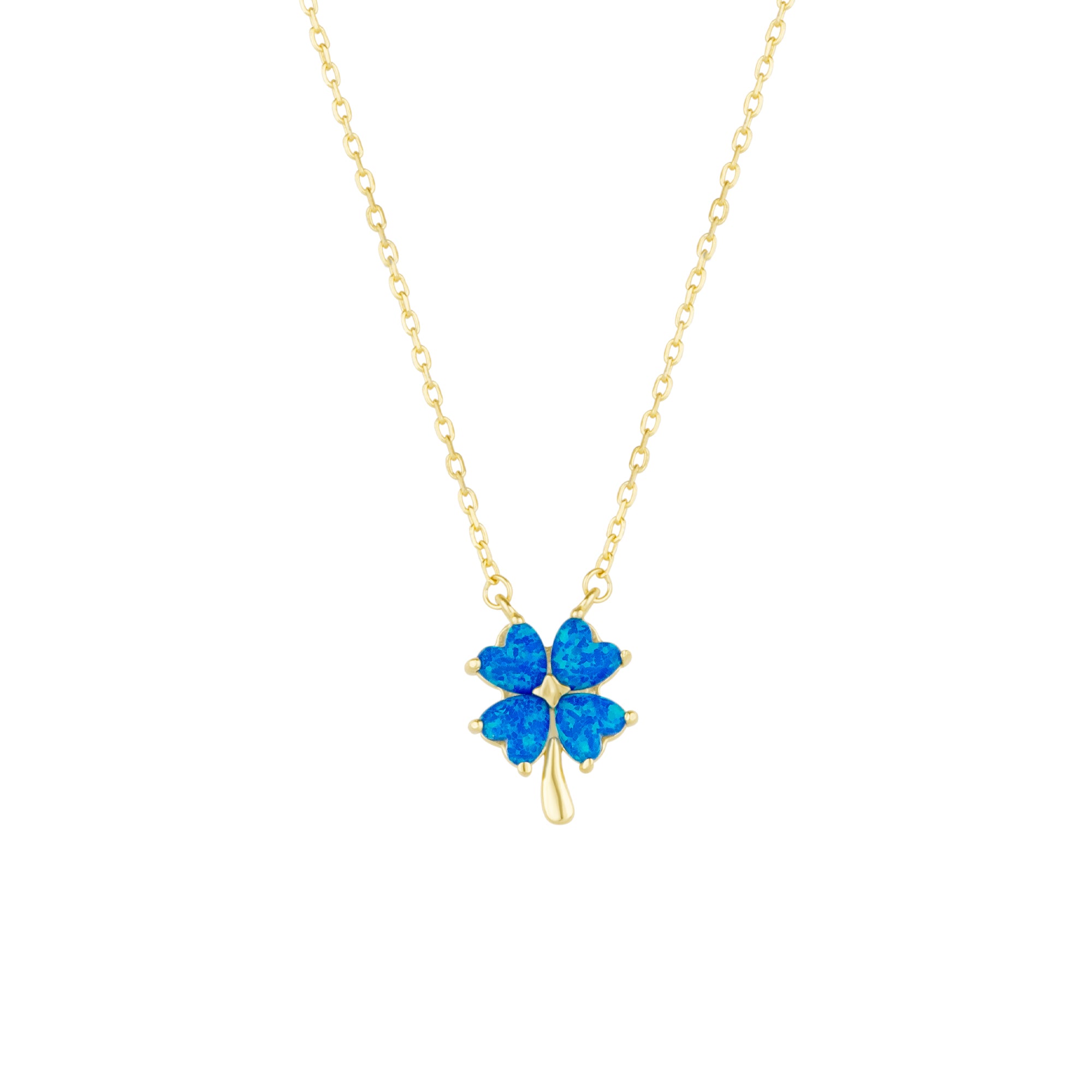 Gold Spero Gold Blue Opal Four Leaf Clover Sterling Silver Necklace, Image 1 of 1