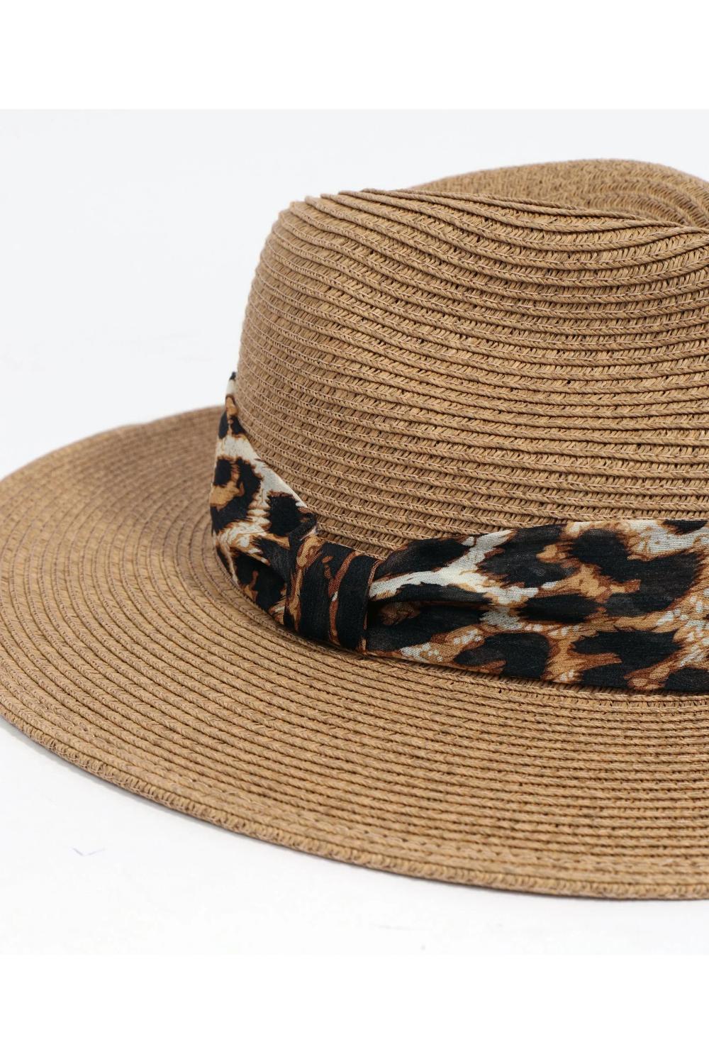 Beige Tobago - Straw Fedora Hat with Ribbon Trim - Beige, Image 1 of 1