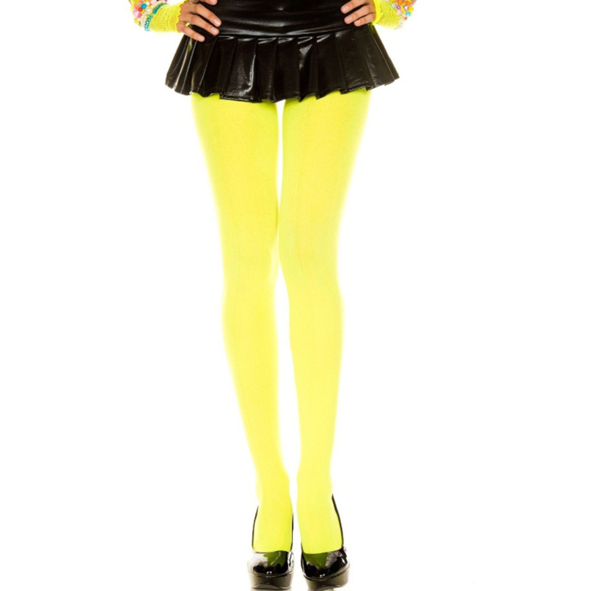 Yellow 1 Pack Ladies 40 Denier Bright Coloured Opaque Neon Tights, Image 4 of 5