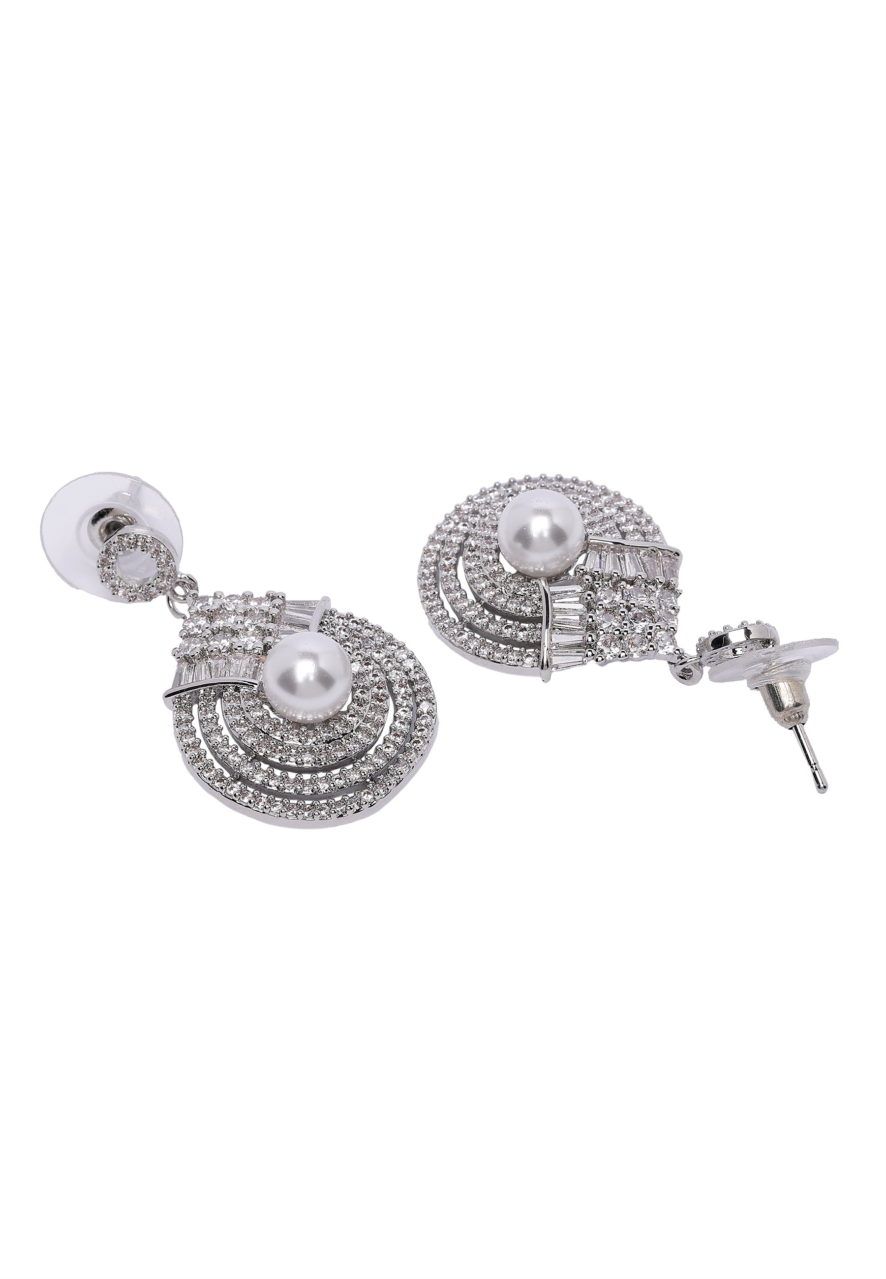 Silver Pearlescent Radiant Drop Earrings, Image 3 of 5