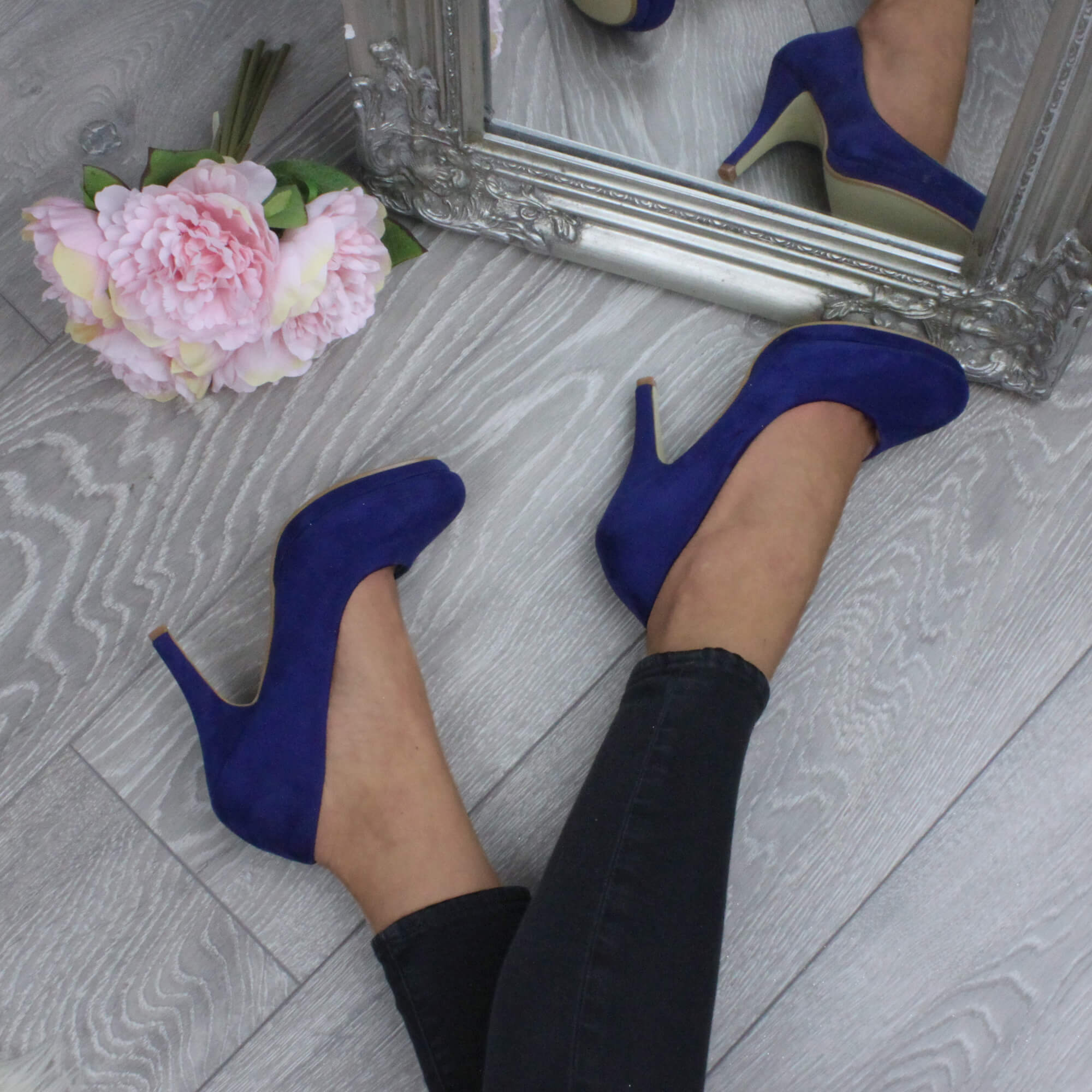 Royal Blue Mid High Heel Court Shoes, Image 5 of 6