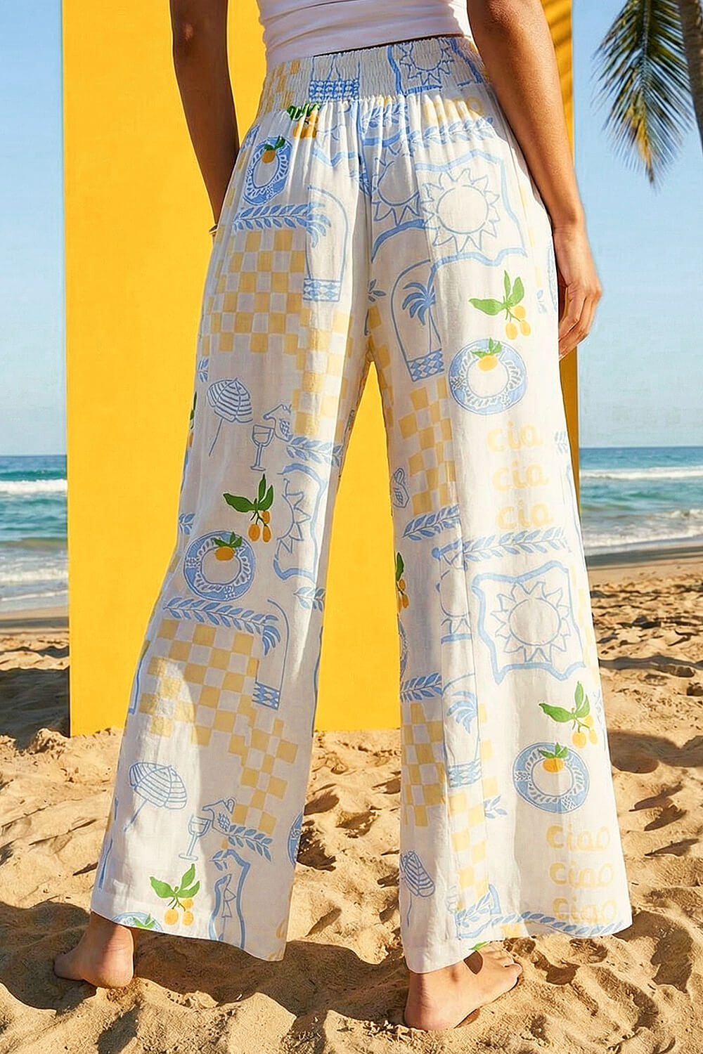 White Dusk Citrus Wide Leg Trouser, Image 4 of 4