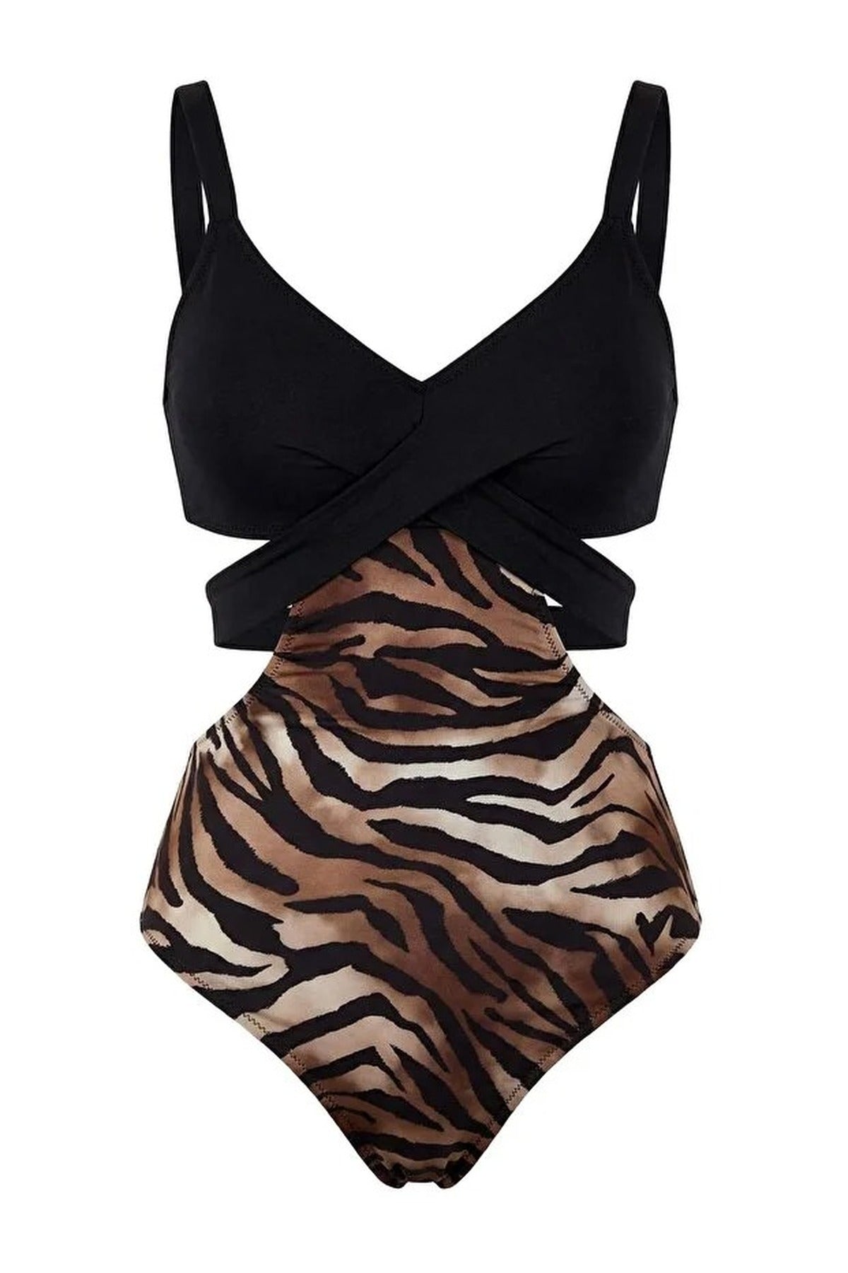 Multi Cut Out Wrap Detail Strappy Swimsuit, Image 2 of 4