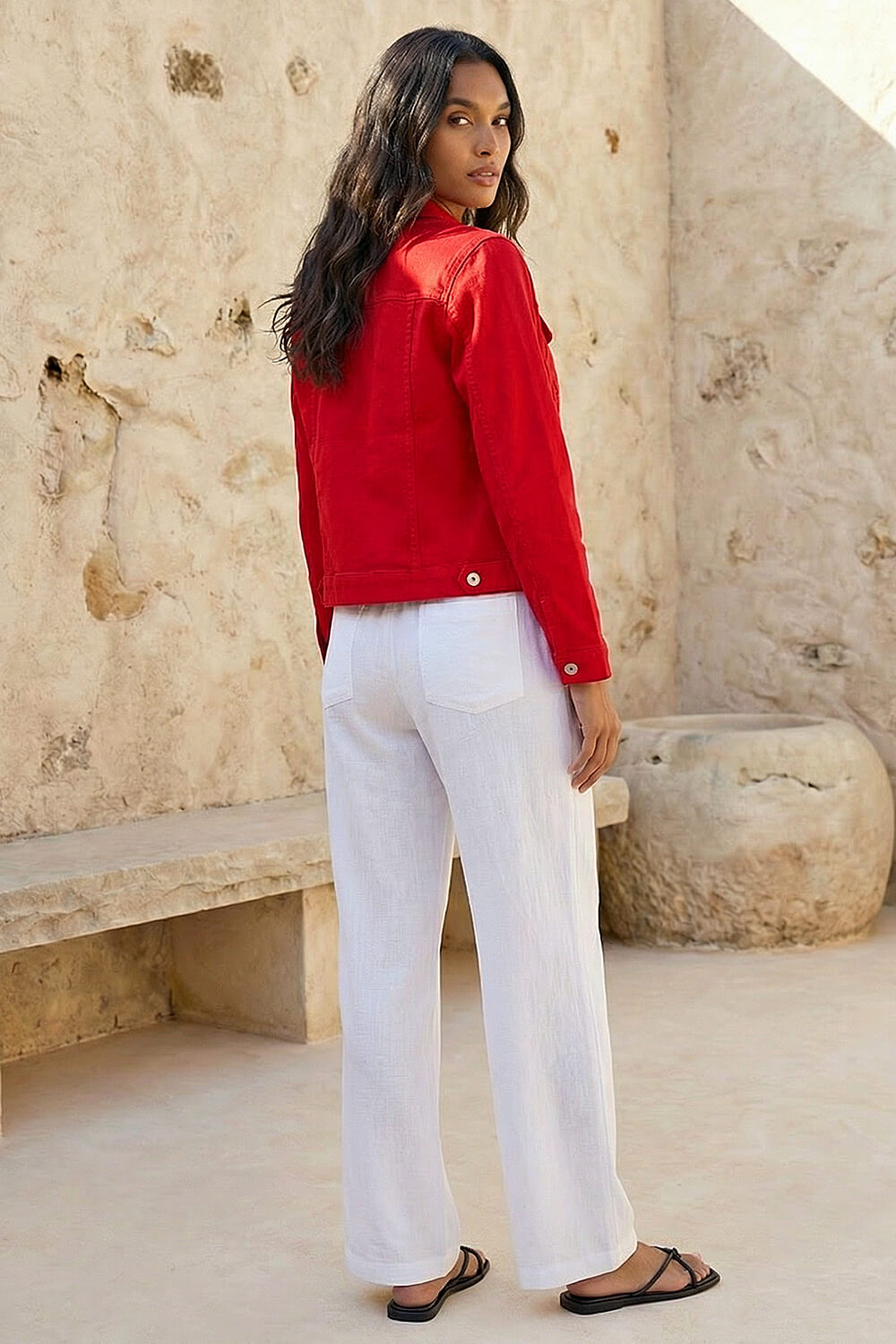 Red Classic Cotton Denim Jacket, Image 4 of 4