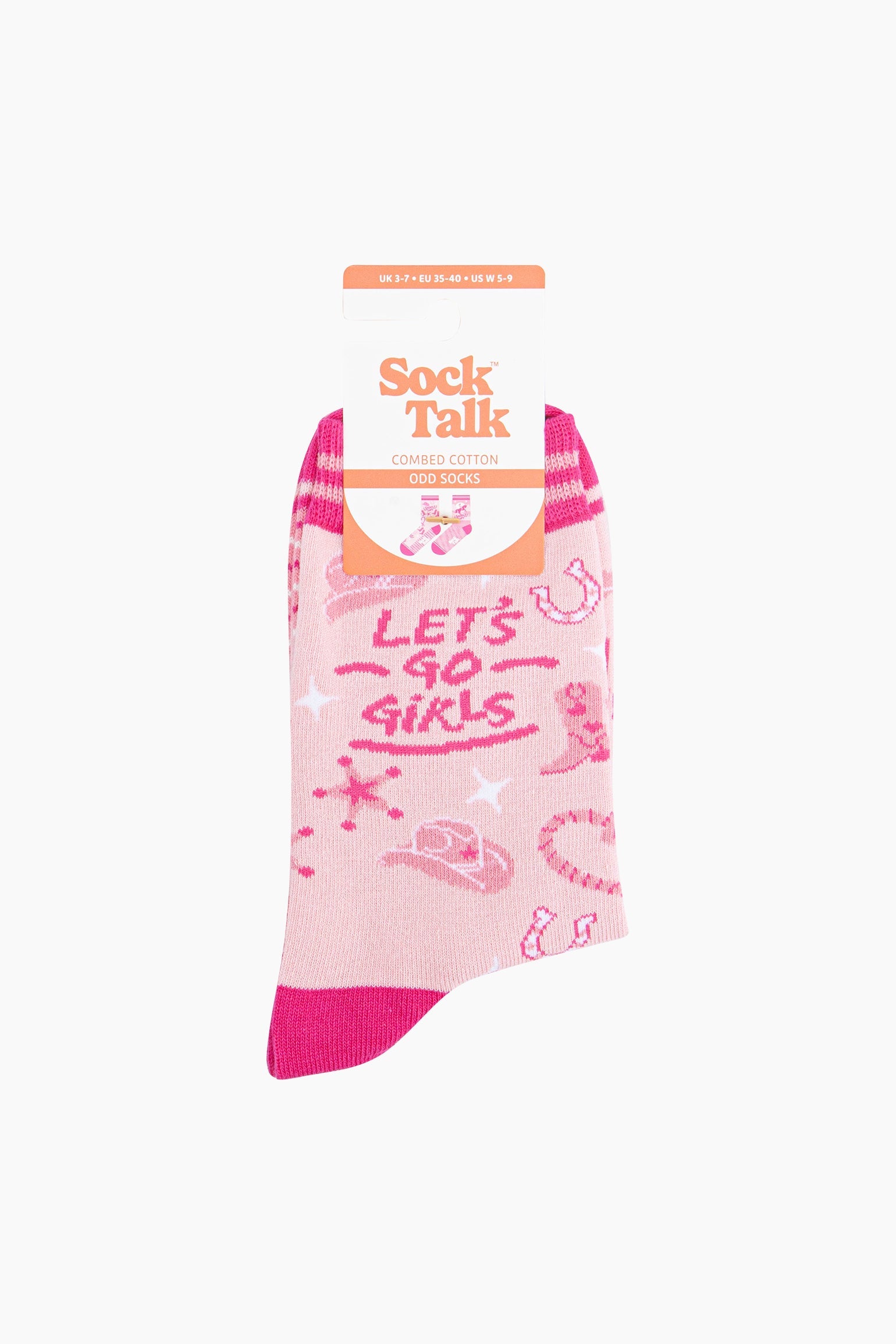 Pink Saddle Up Horse Combed Cotton Odd Socks, Image 4 of 4