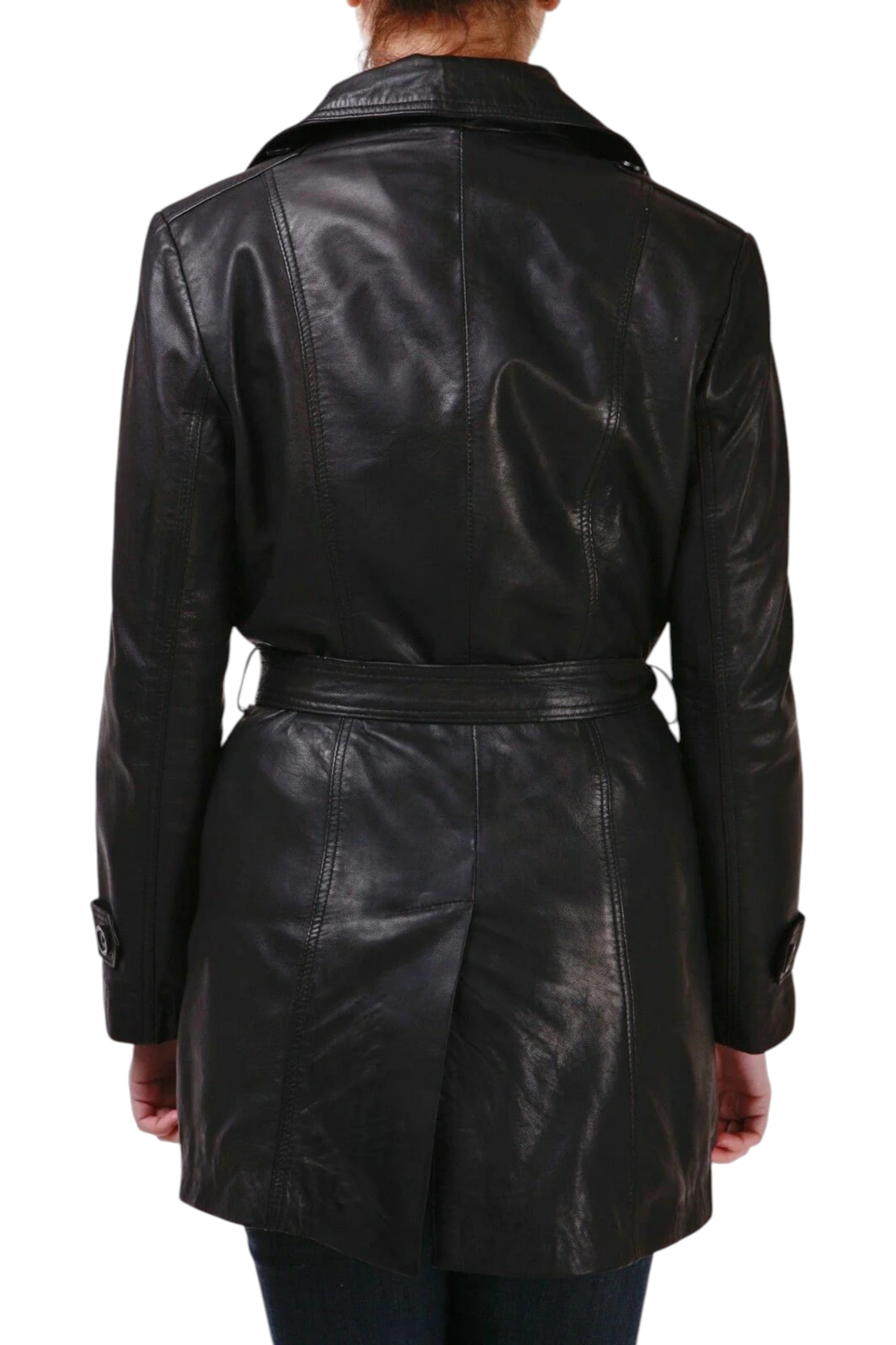 Black Womens 3/4 Length Trench Coat - Ranch, Image 6 of 6