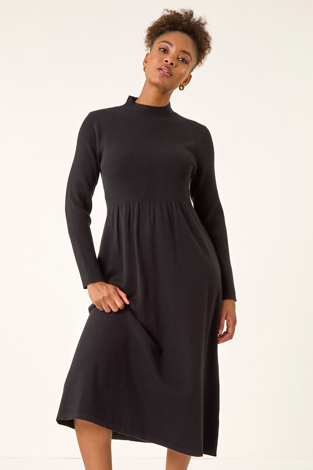 strapless open back dress The Rib-Knit Cap-Sleeve Midi Dress main image 1