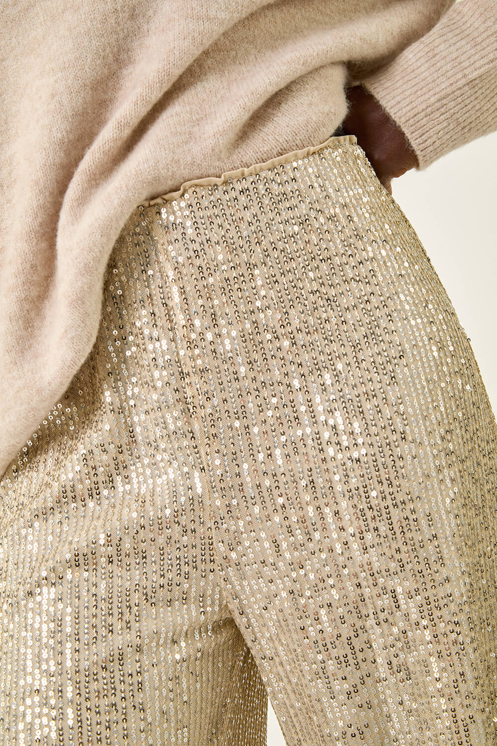 Silver Sequin Wide Leg Trousers, Image 7 of 7