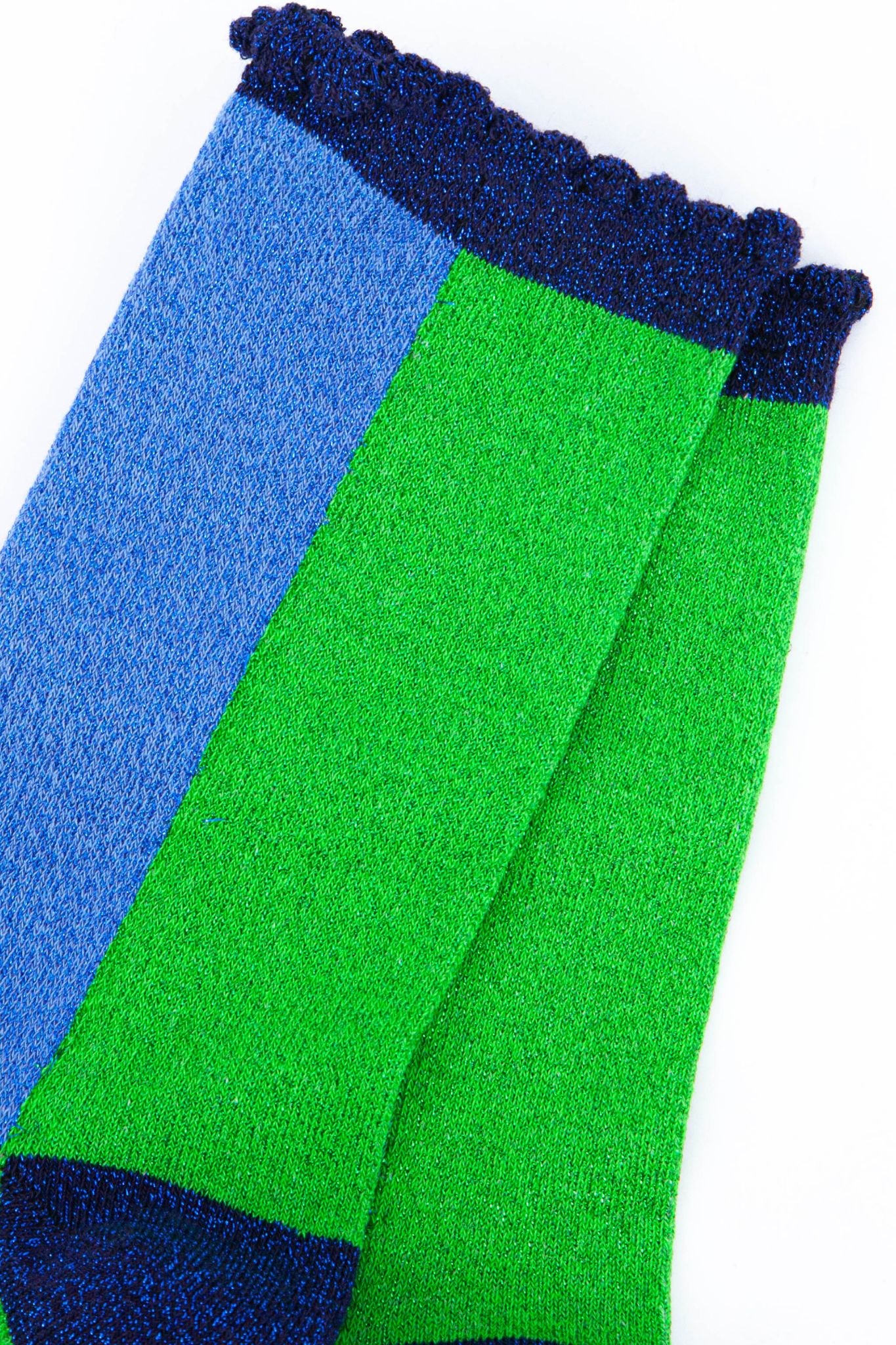 Light Blue Sock Talk Light Blue Colour Block Glitter Ankle Socks, Image 2 of 2