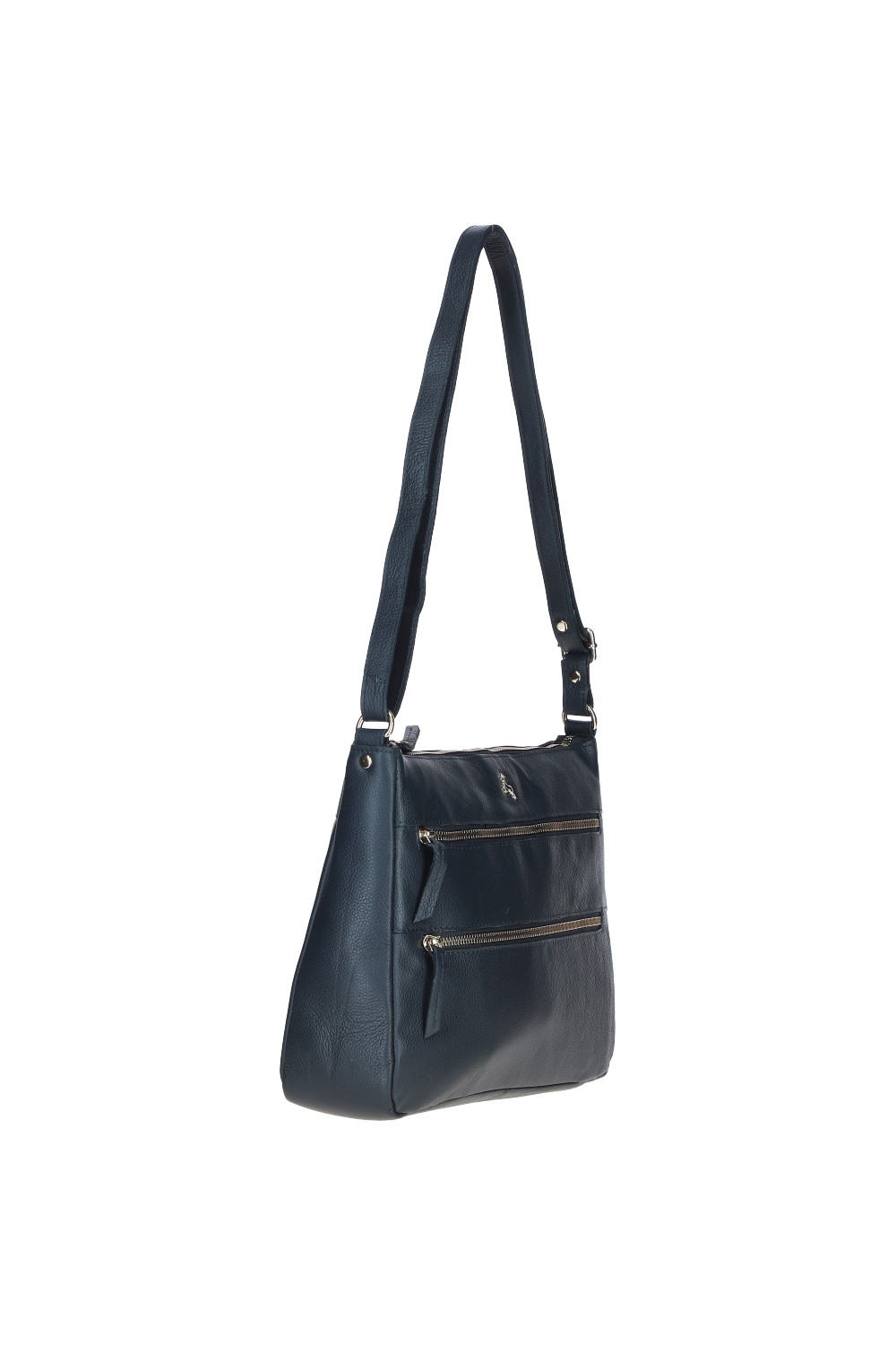 Navy 'Aintree' Genuine Leather Shoulder Bag, Image 3 of 4