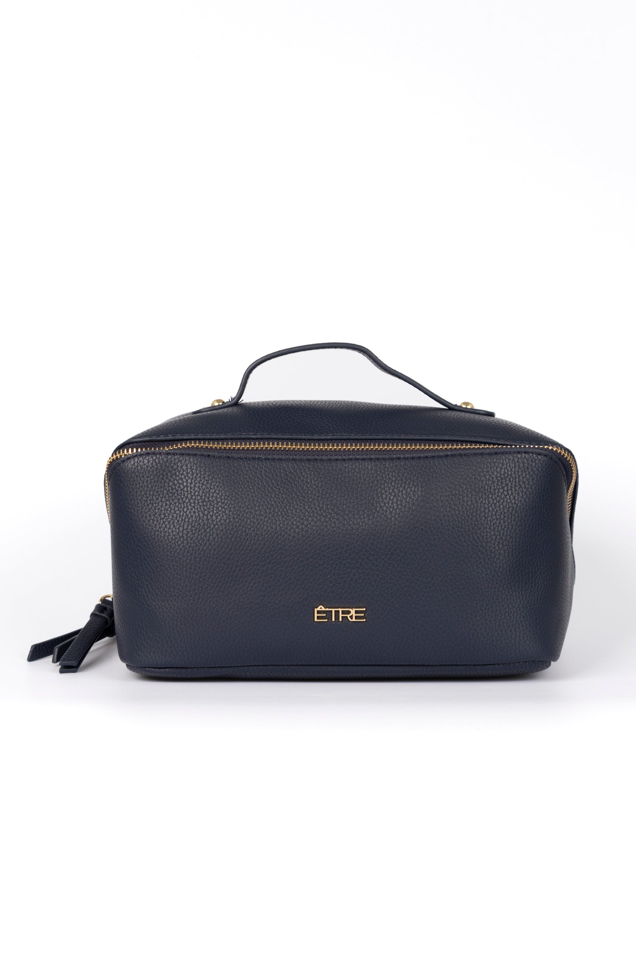 Navy Blue Etre Navy Blue Faux Leather Vanity Case Makeup Bag, Image 1 of 2