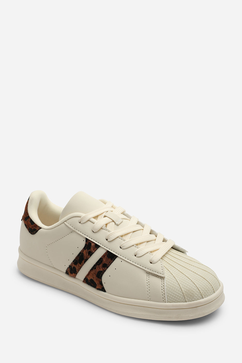 Beige Where's That From Beige Yamileth Stripe Panel Detailed Trainer, Image 3 of 6