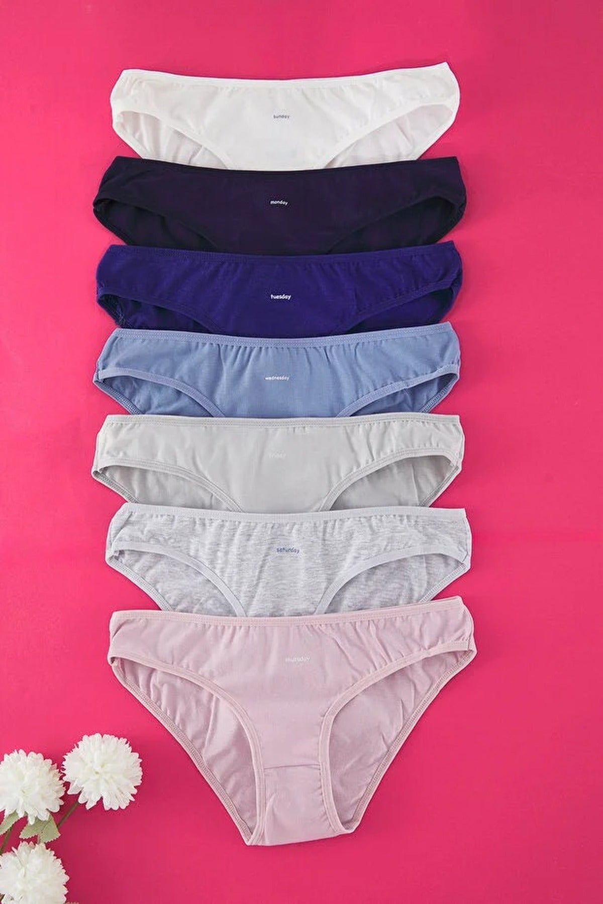 Multi 7 Pack Cotton Rich Logo Print Bikini Briefs Set, Image 3 of 3