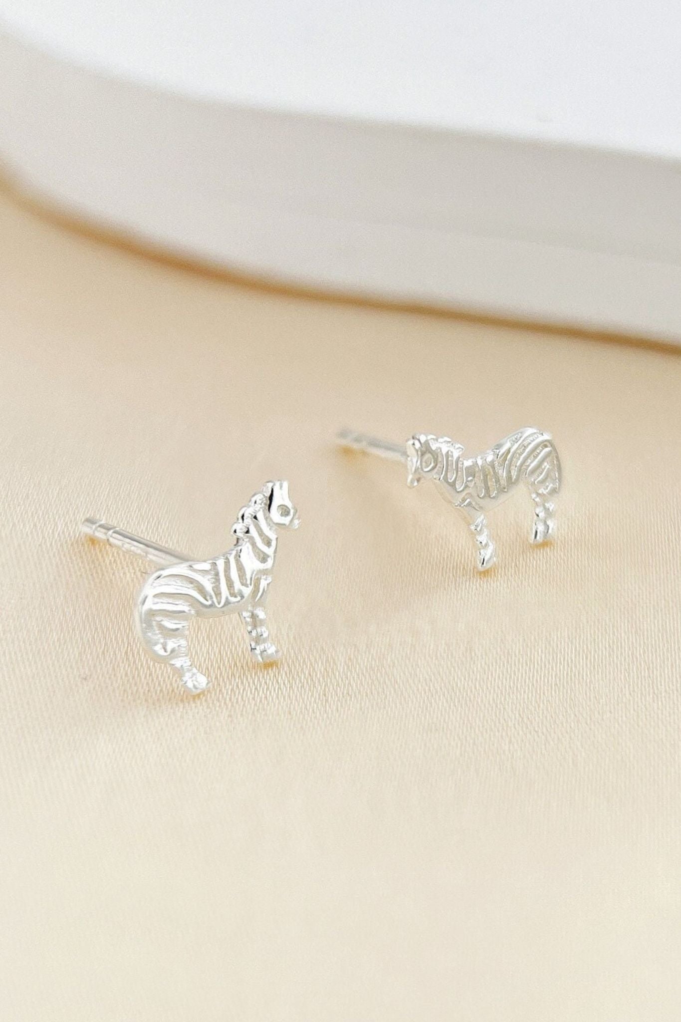 Silver Sterling Silver Zebra Stud Earrings, Image 3 of 3