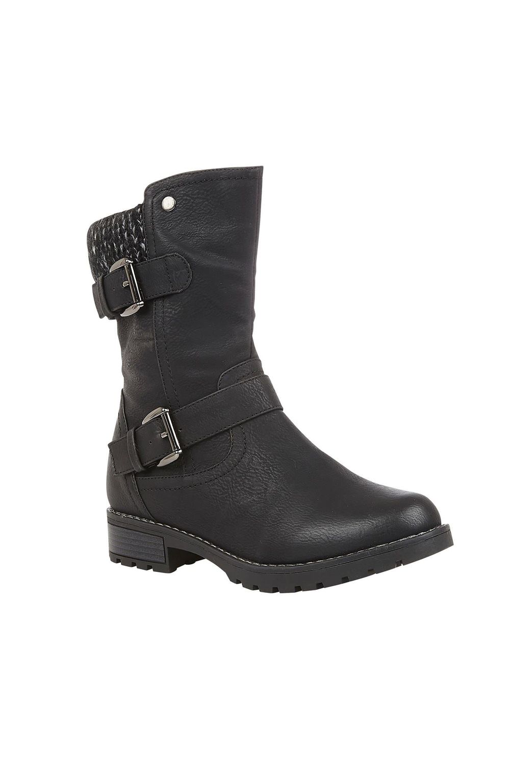 Black Jemima Low Block Heel Biker Boots, Image 1 of 7