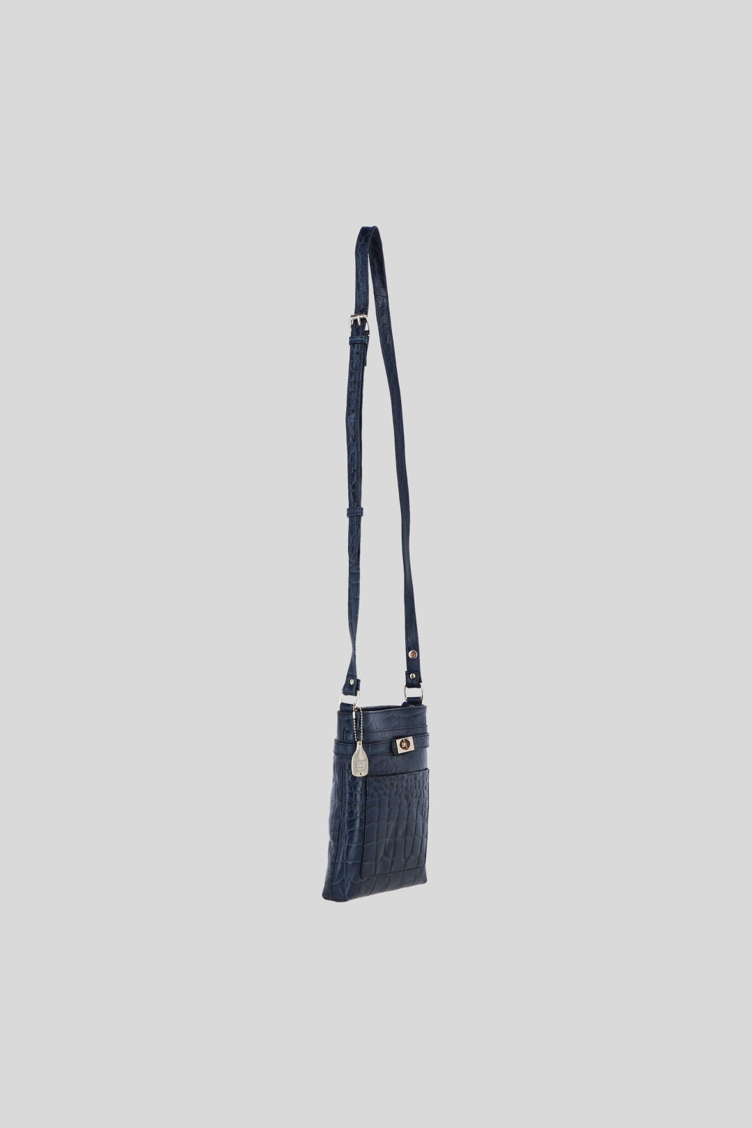 Navy Real Leather Crossbody Bag with Adjustable Strap, Image 5 of 5