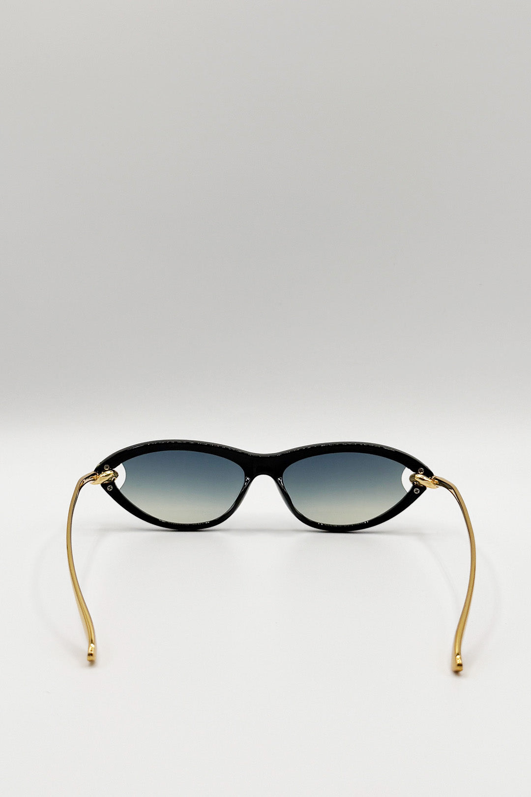 Black Bold Oval Angular Sunglasses in Black, Image 5 of 5