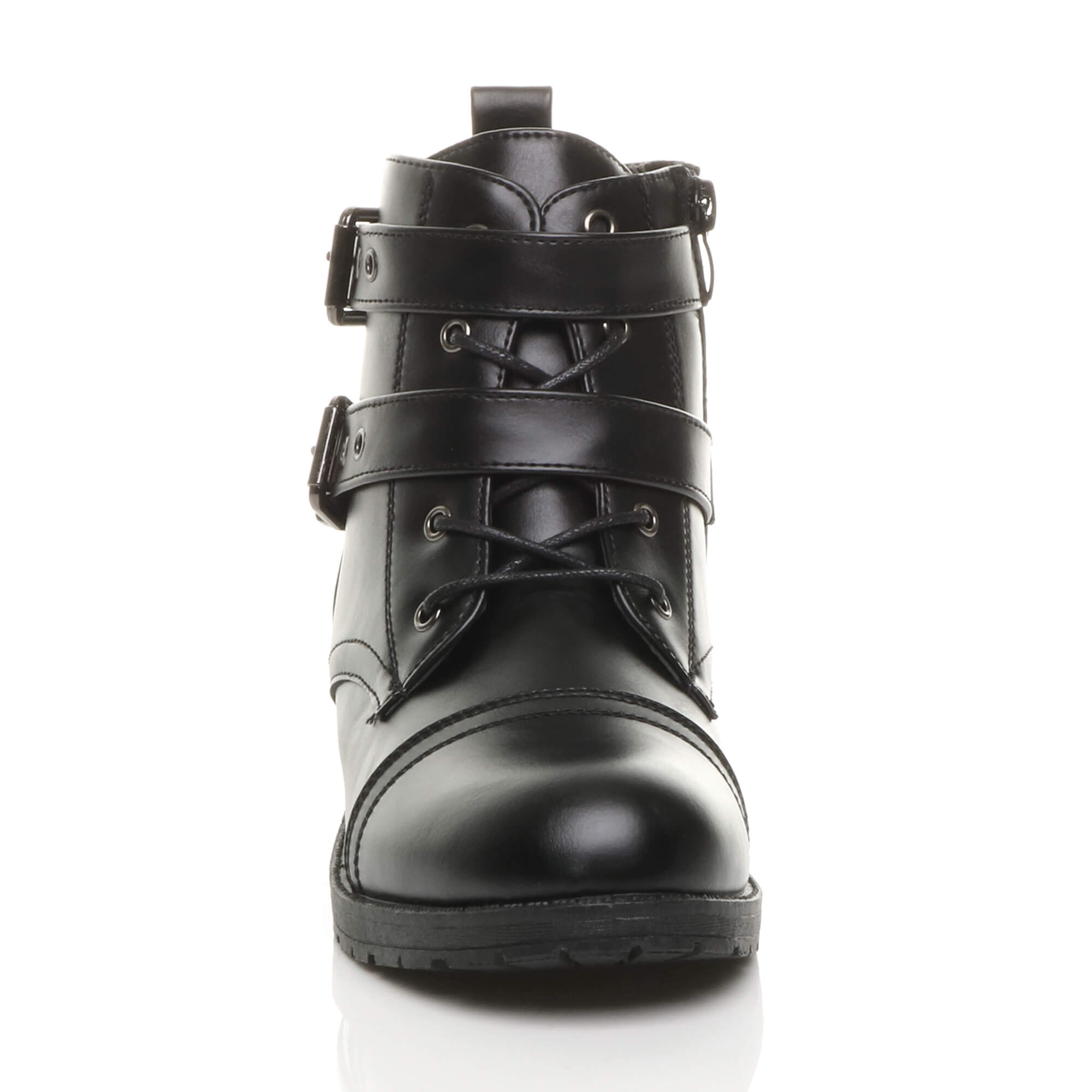 Black Low Heel Biker Ankle Boots, Image 6 of 6