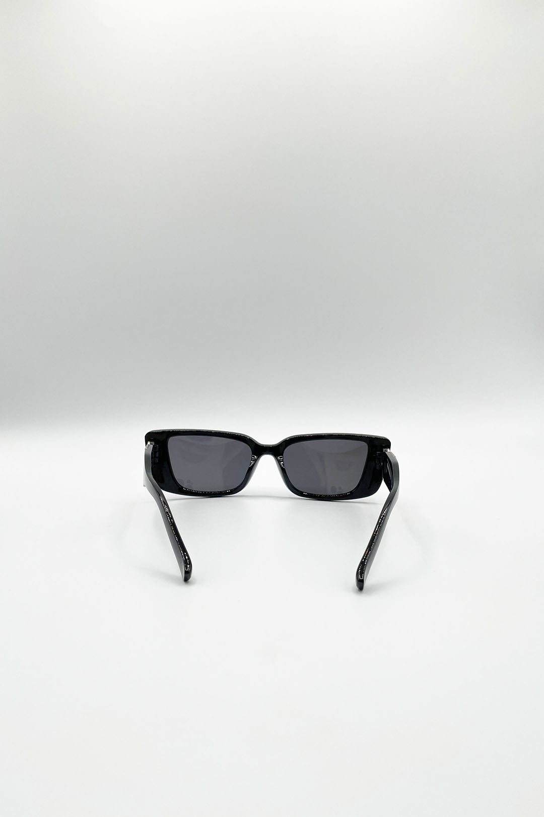 Black Rectangle Cateye Side Detail Sunglasses In Black/Gold, Image 4 of 5