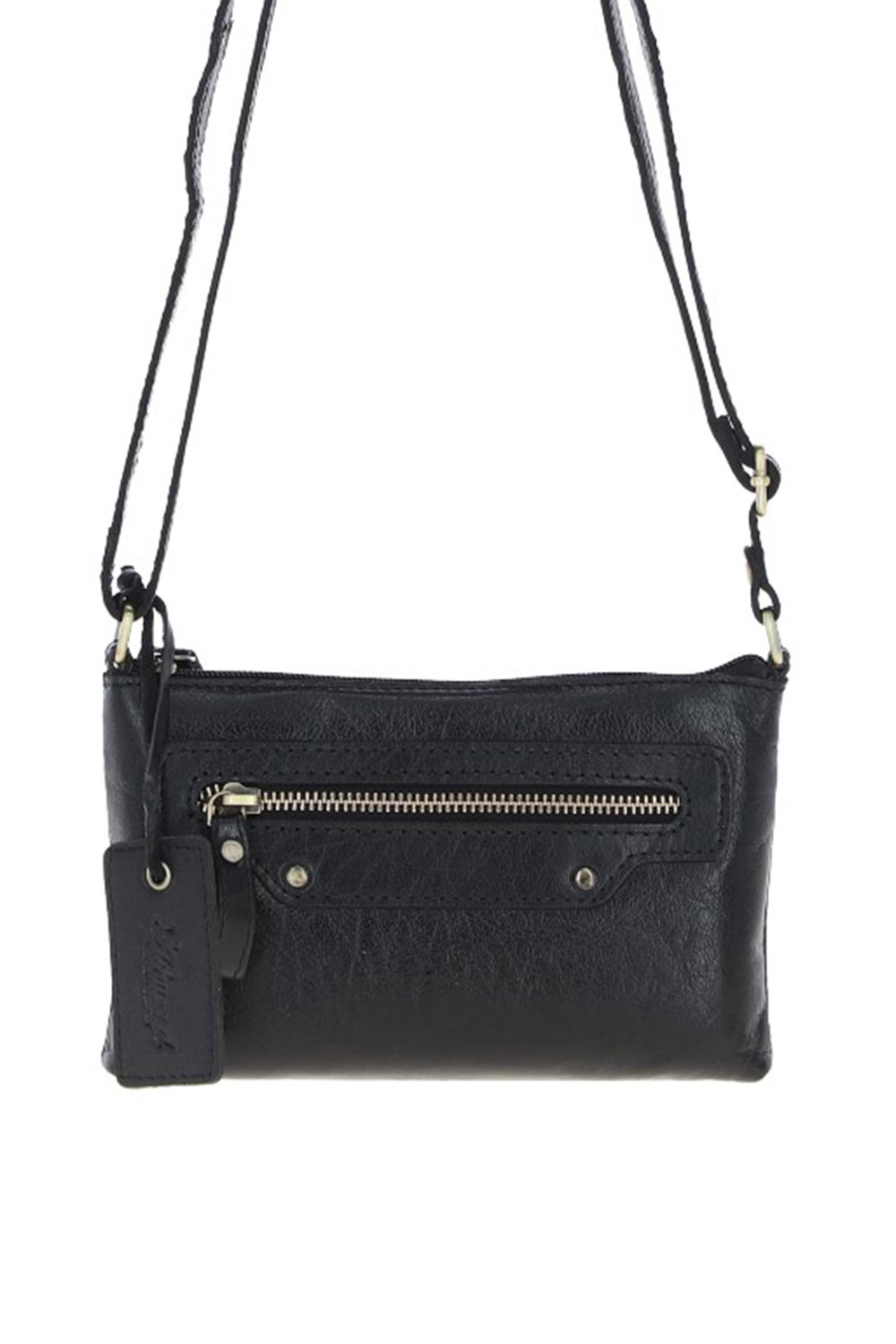 Black Genuine Leather Crossbody Bag, Image 2 of 6