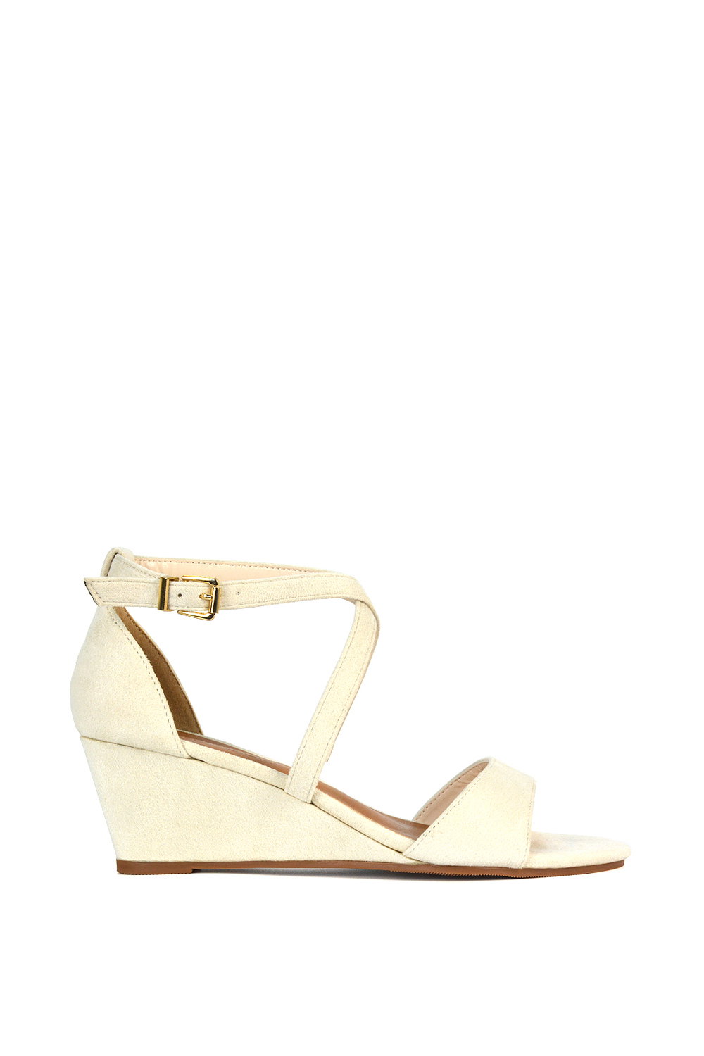 Metallic 'Kylie' Strappy Sandal Wedge Heels With Ankle Strap