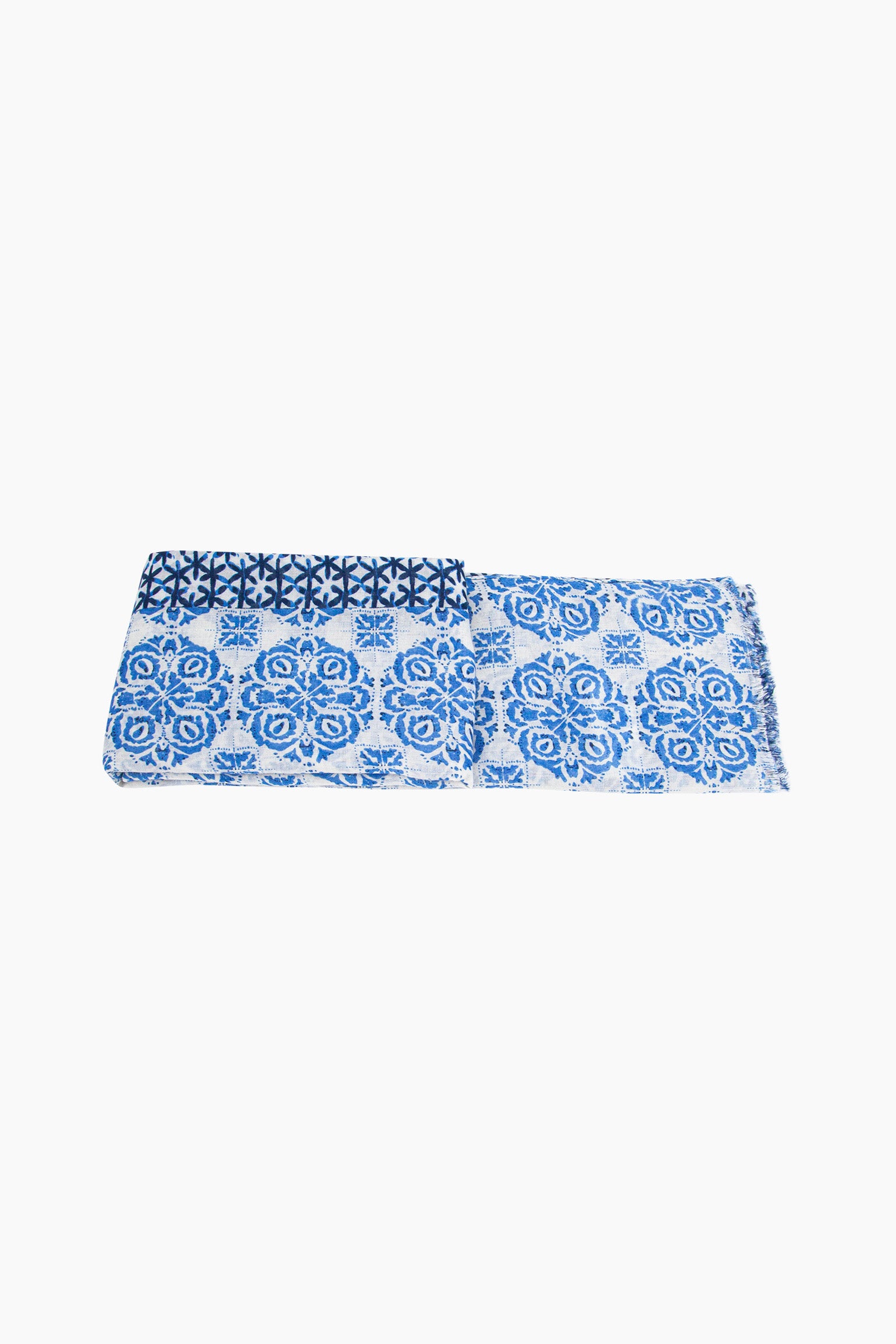 Blue Mosaic Floral Lightweight Scarf, Image 4 of 5