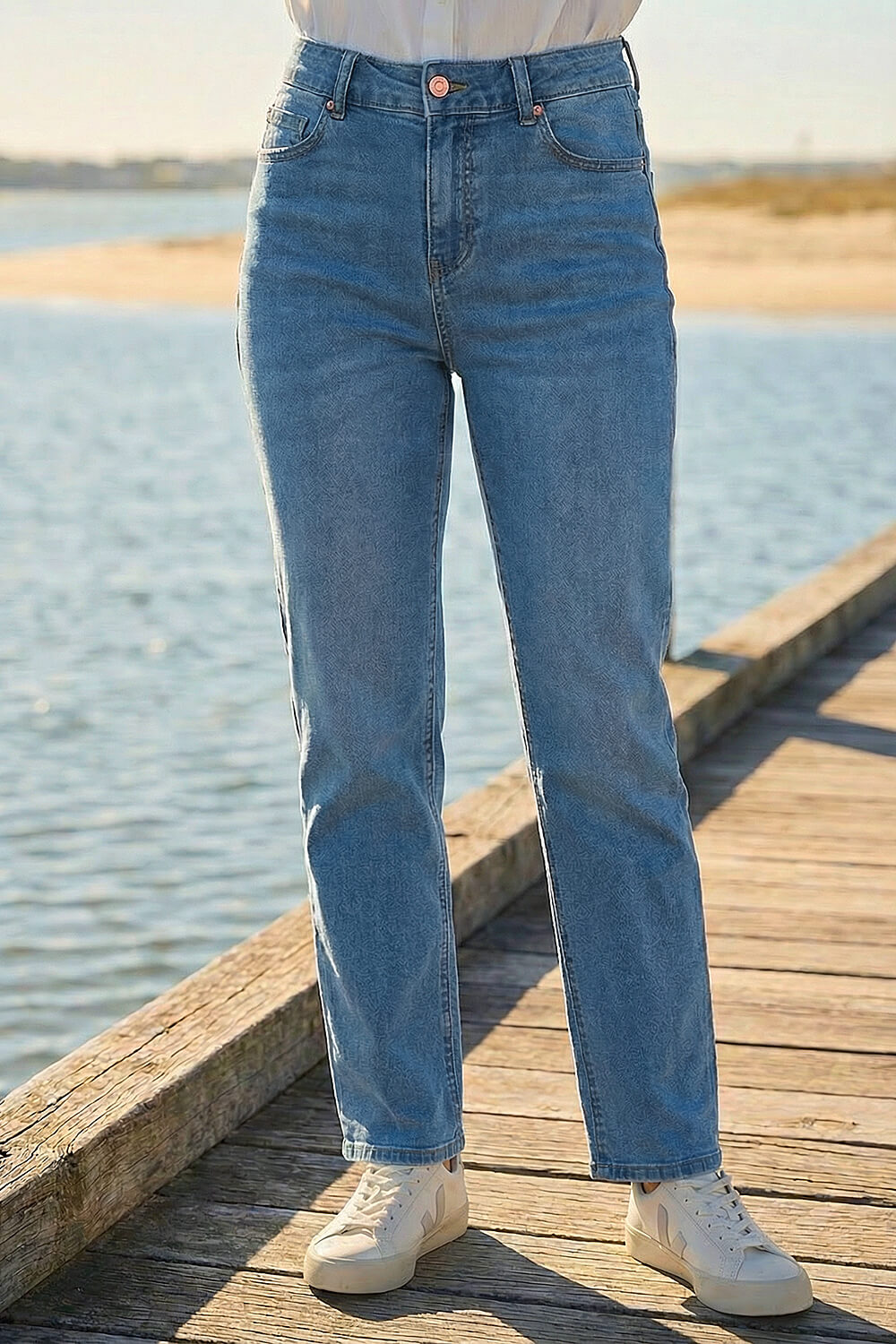 Denim Petite Stretch Straight Leg Jeans, Image 3 of 4