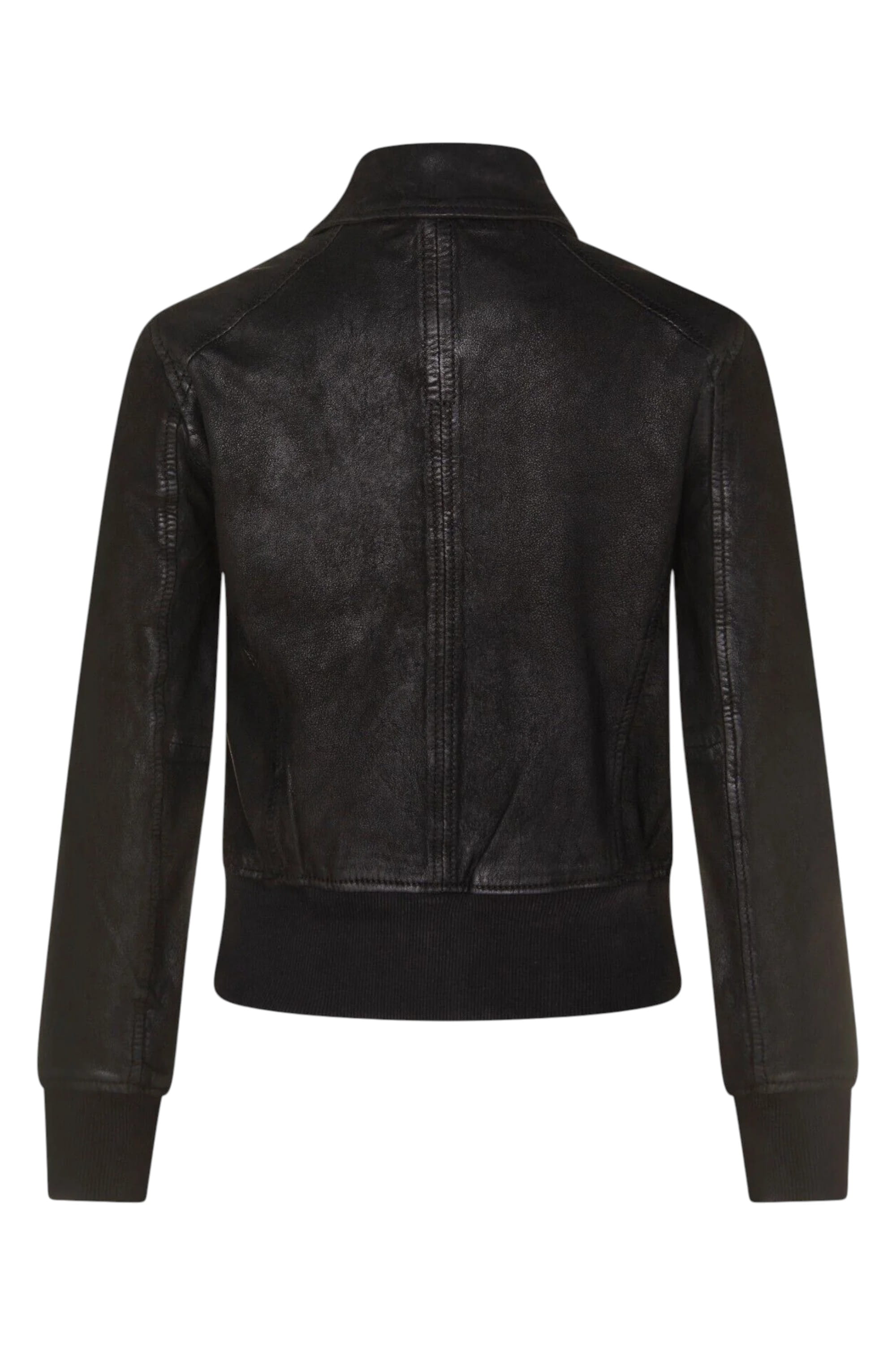Black Womens Leather MA-1 Varsity Jacket - Ann, Image 4 of 5