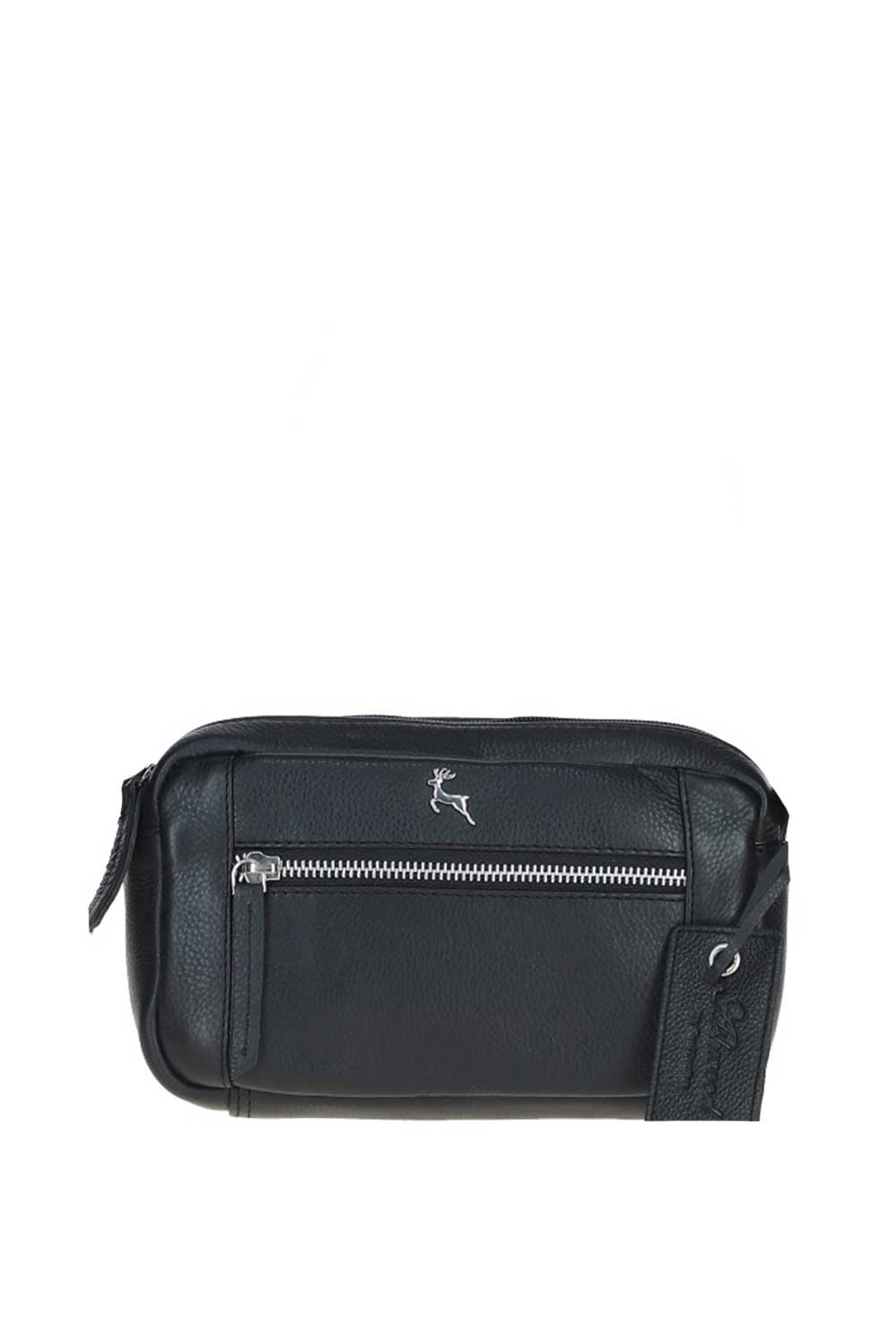 Black 'Cork' Compact Leather Crossbody Bag, Image 1 of 5
