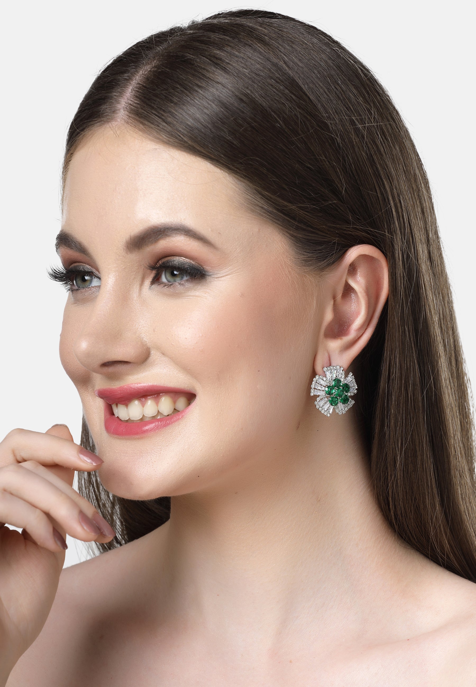 Green AVANT-GARDE PARIS Green Diva Collection Columbine Studs, Image 4 of 5