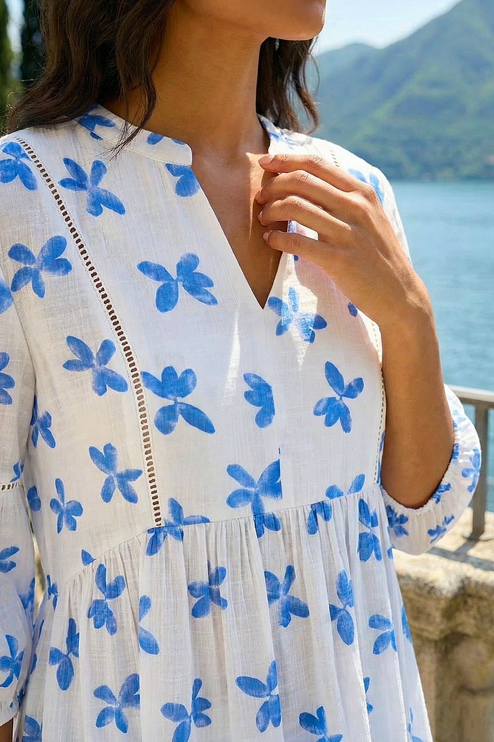 Blue Floral Print Overshirt, Image 5 of 4