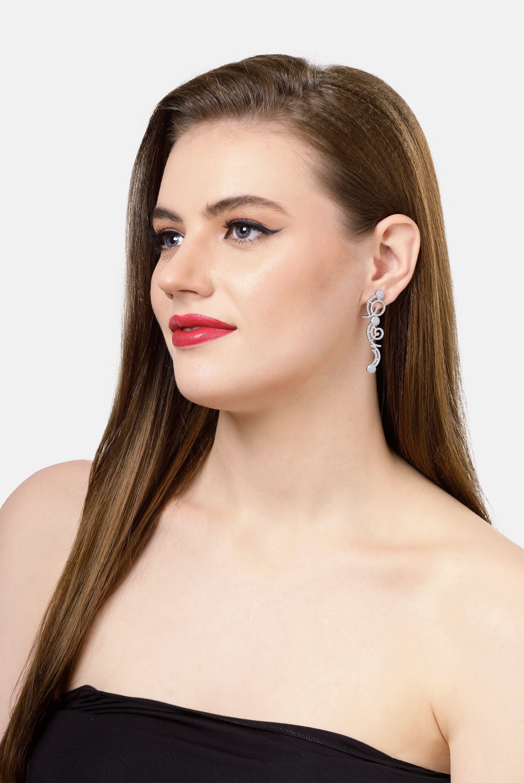 Silver Classy Swirl Dangle Earrings, Image 4 of 4