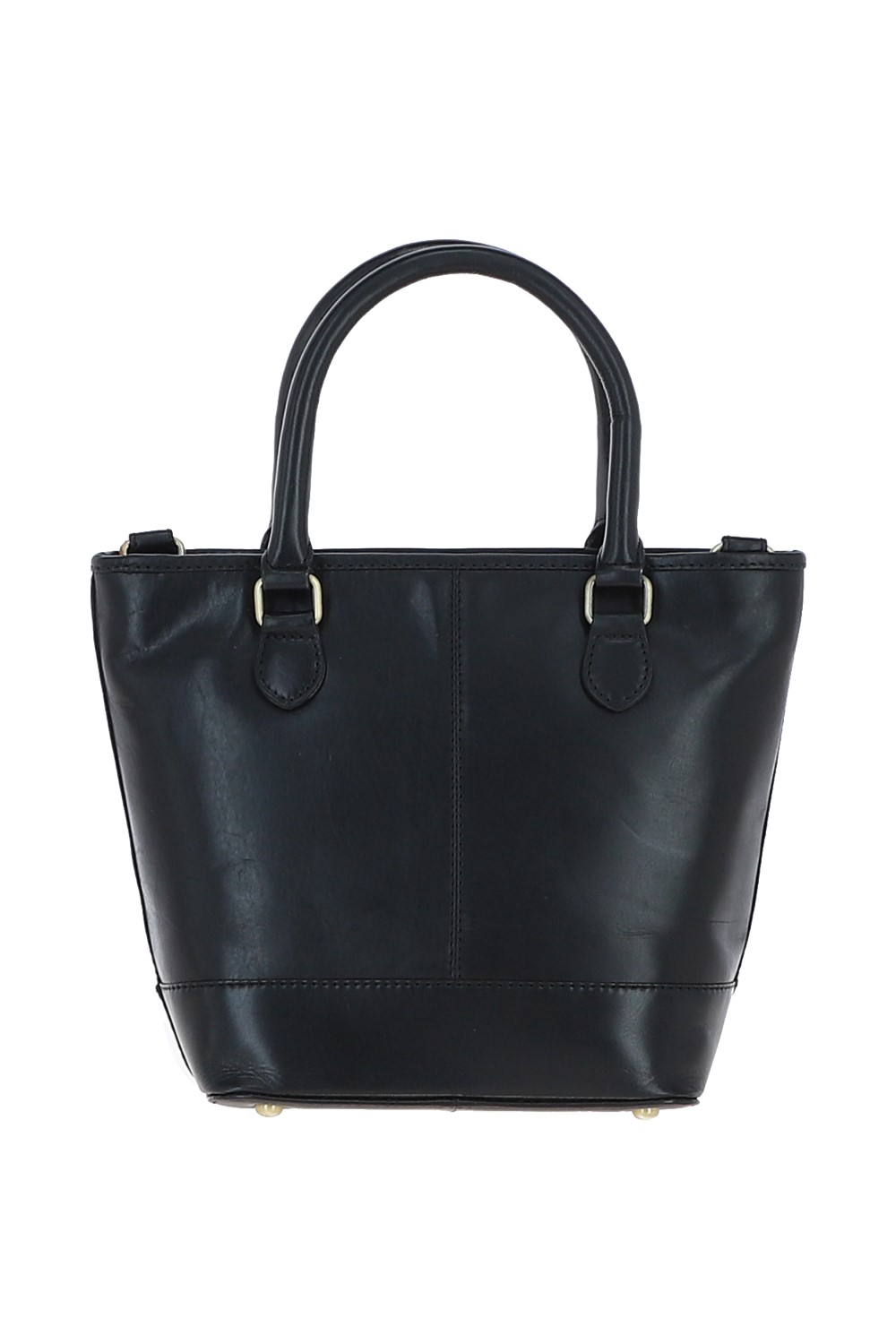 Black Small Real Leather Bucket Bag, Image 3 of 4