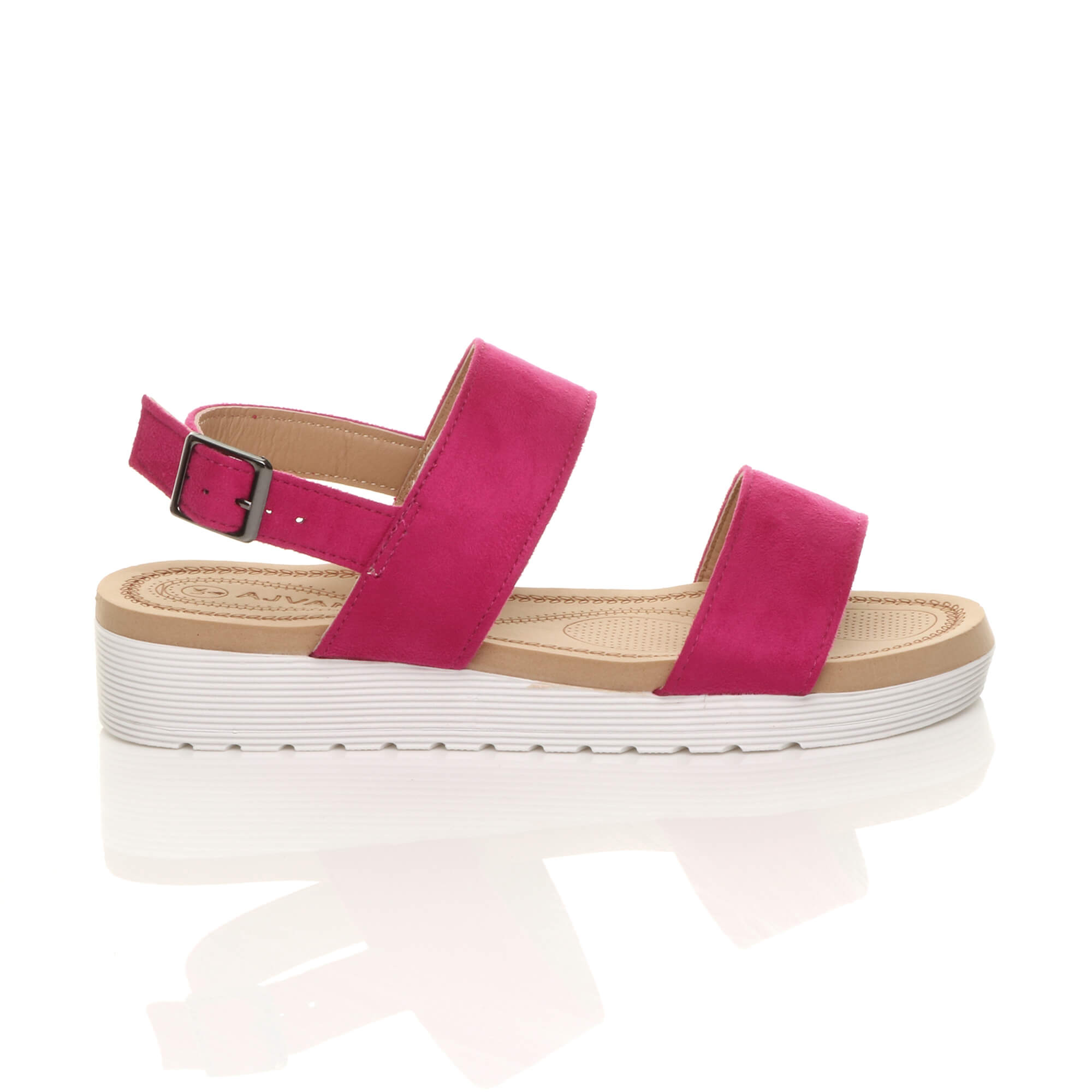Fuchsia AJVANI Fuchsia Flatform Strappy Slingback Sandals, Image 2 of 6