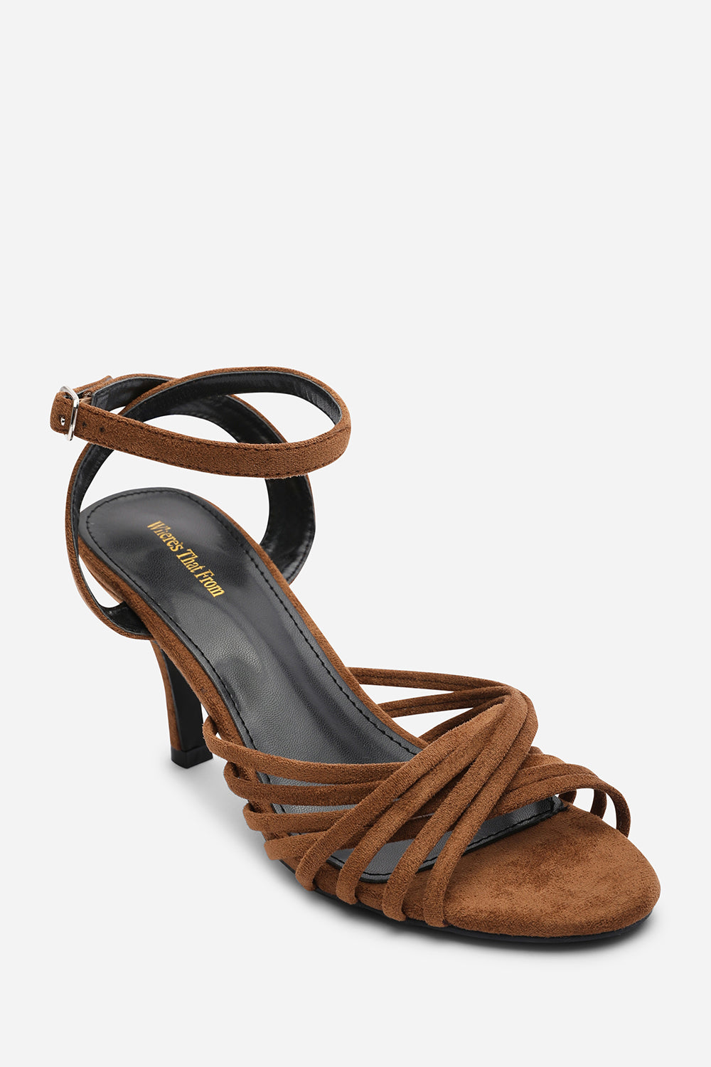 Tan Where's That From Tan 'Cyprus' Multi Cross Over Strap Mid Heels, Image 3 of 6