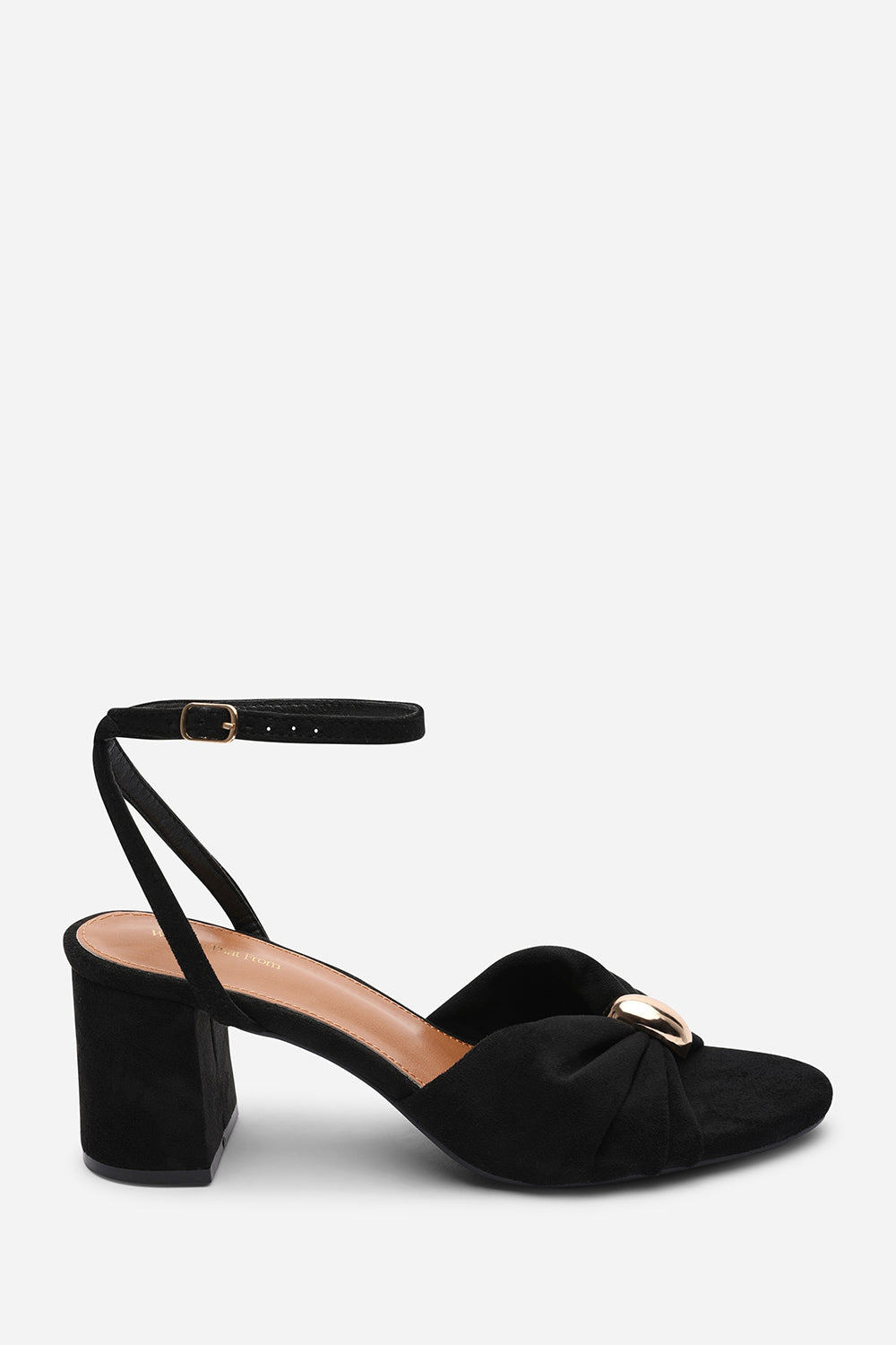 Black Bluebird Block Heel Ruched Buckle Sandal, Image 2 of 6