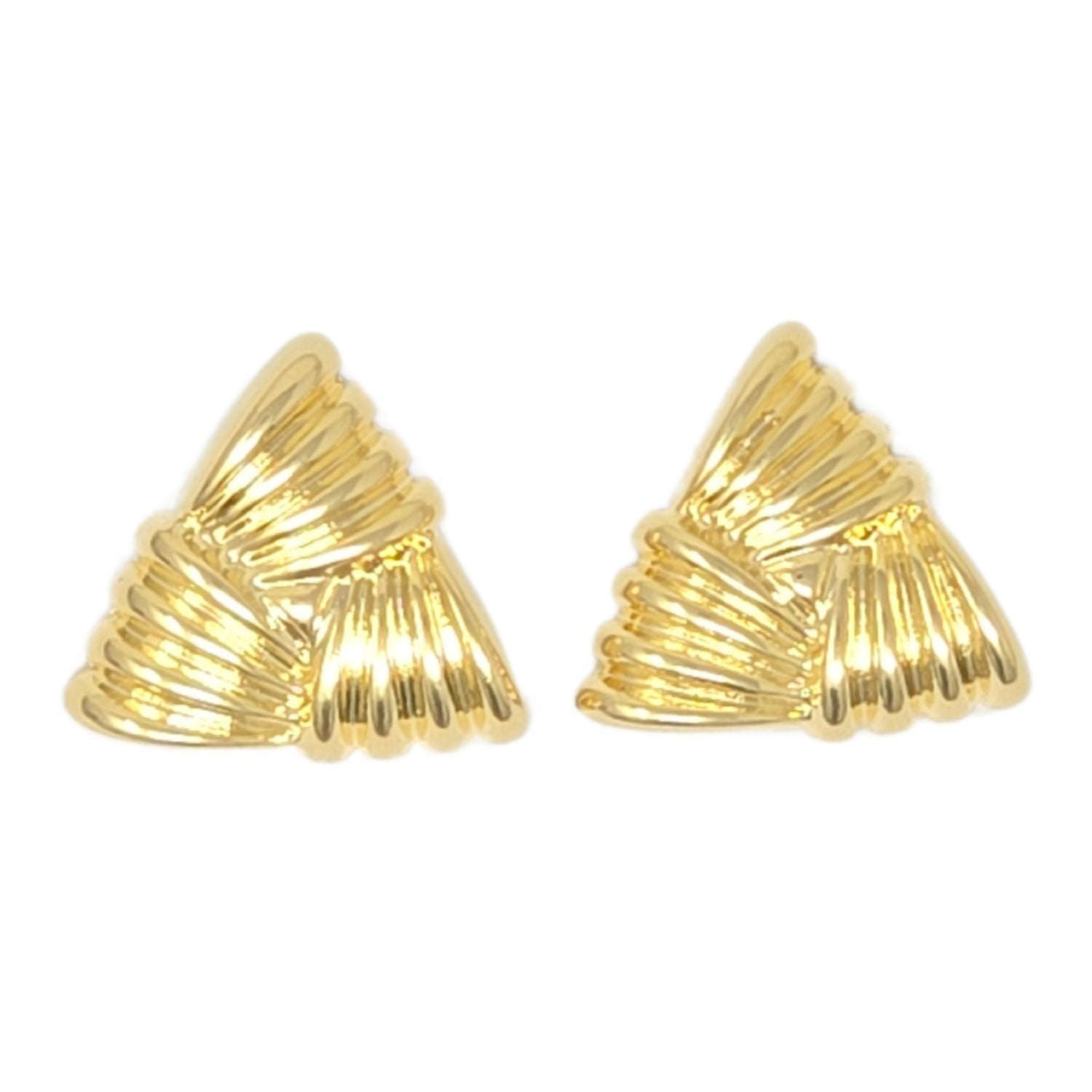 Gold Large Gold Plated Textured Triangle Earrings, Image 1 of 1